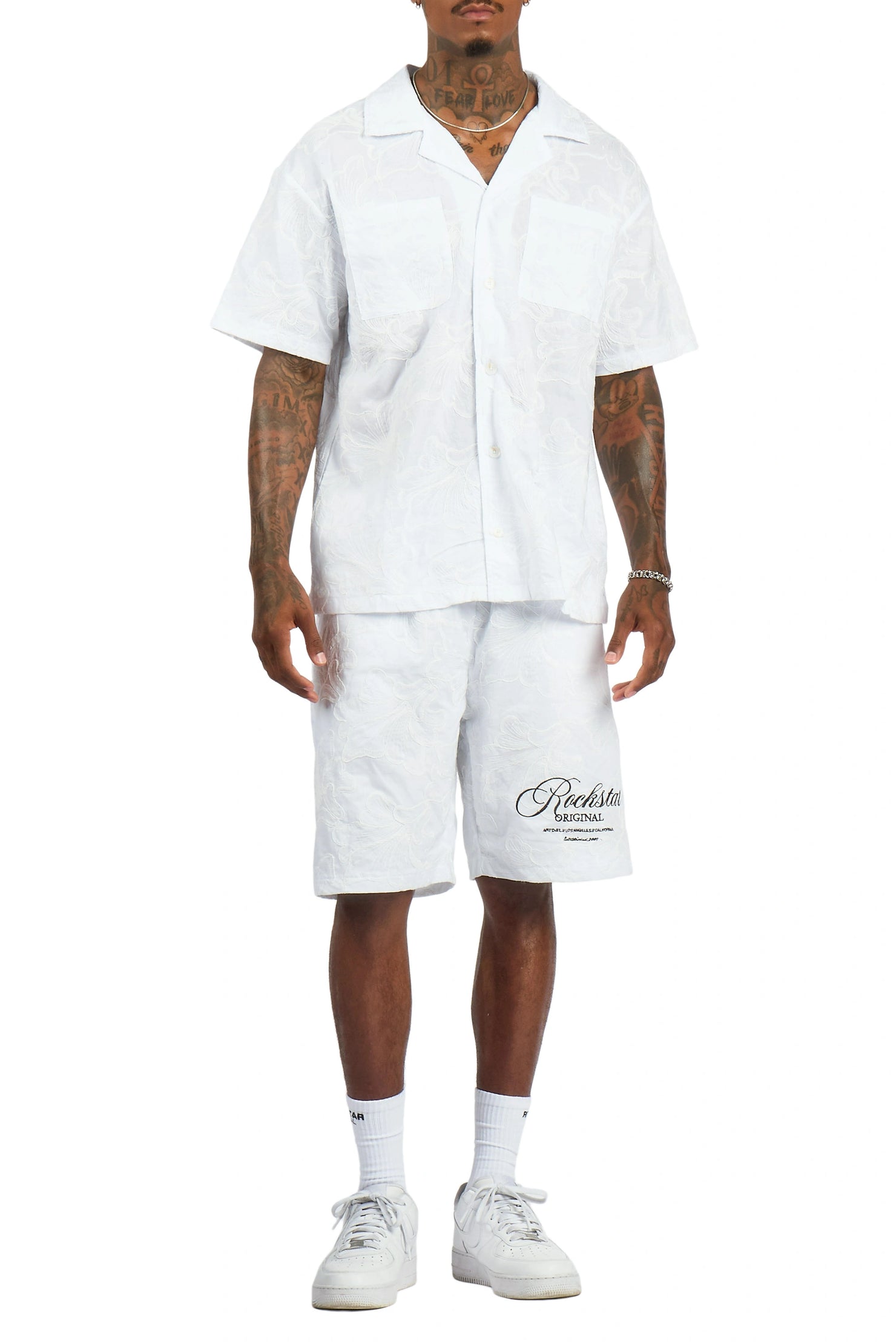 Isaiah White Button Down Shirt/Short Set