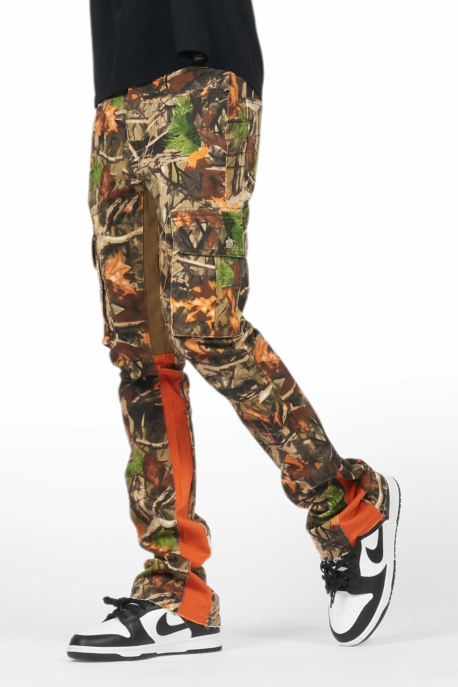Rolan Orange Tree Camo Stacked Flare Jean