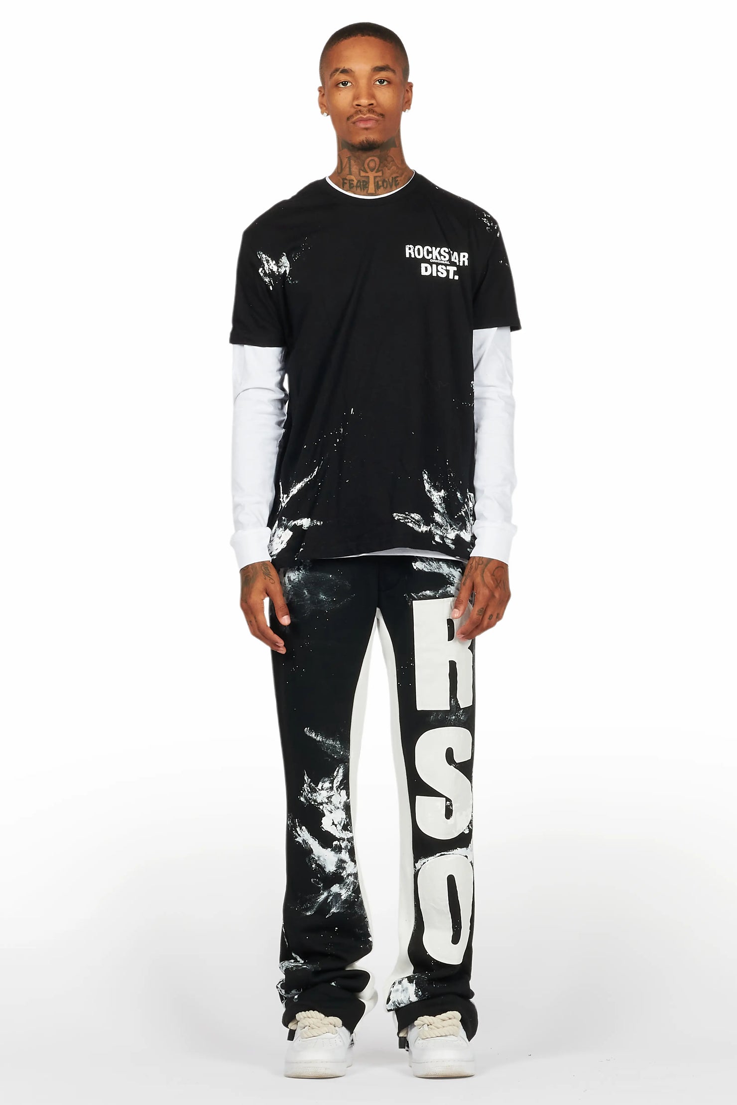 Allard Black/White Double Layer T-Shirt/Baggy Pant Set