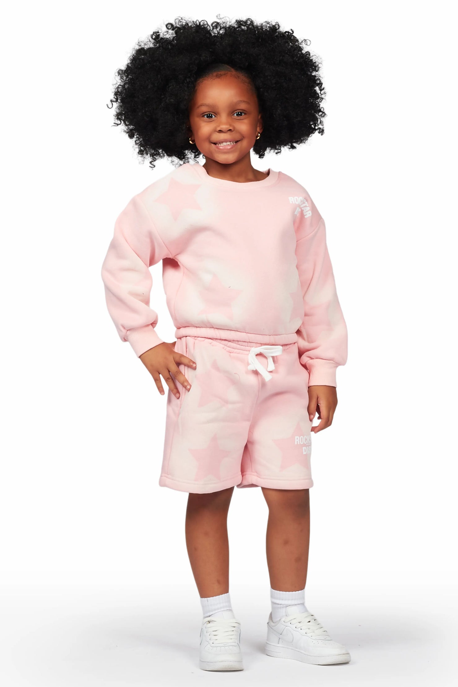 Girls Dally Light Pink Crop Top Short Set