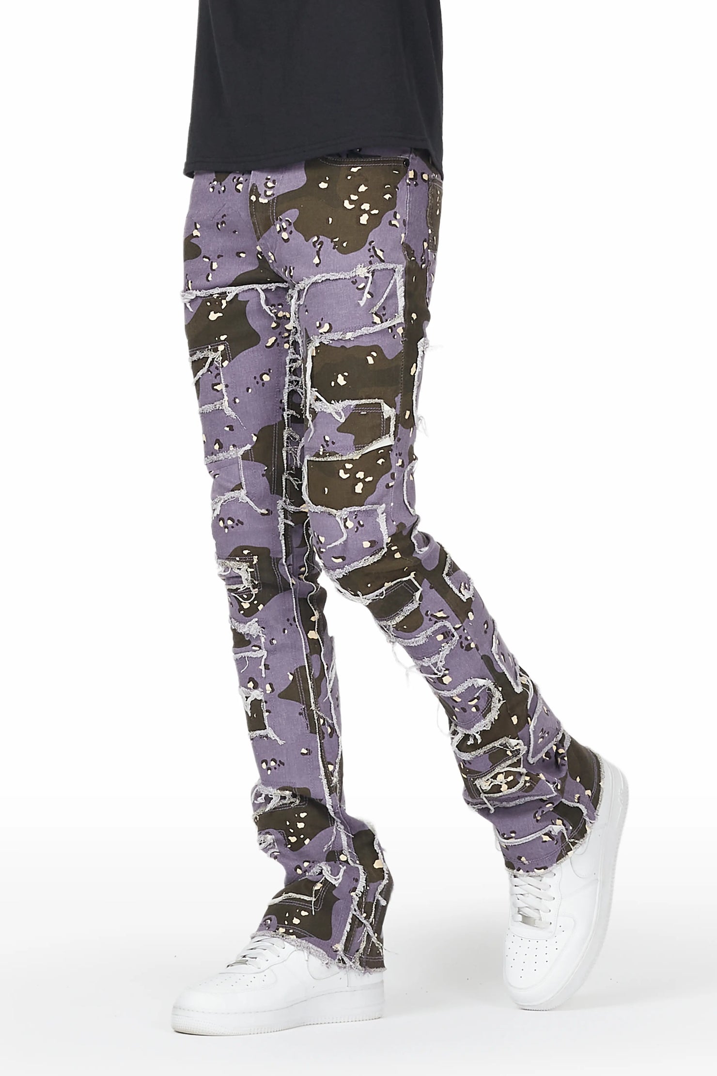 Shake Purple Camo Stacked Flare Jean