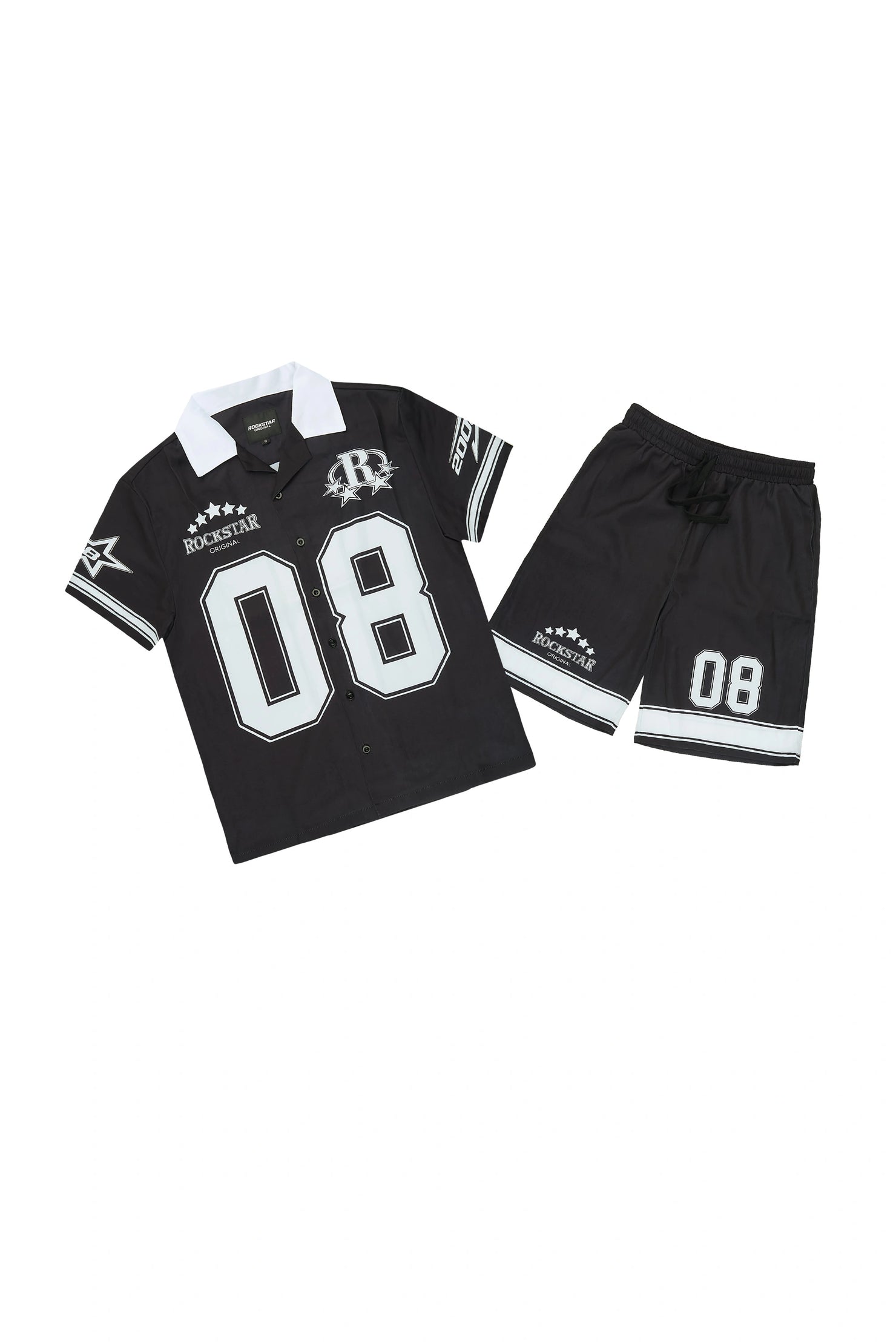 Boys Tim Black Button Down T-Shirt/Short Set