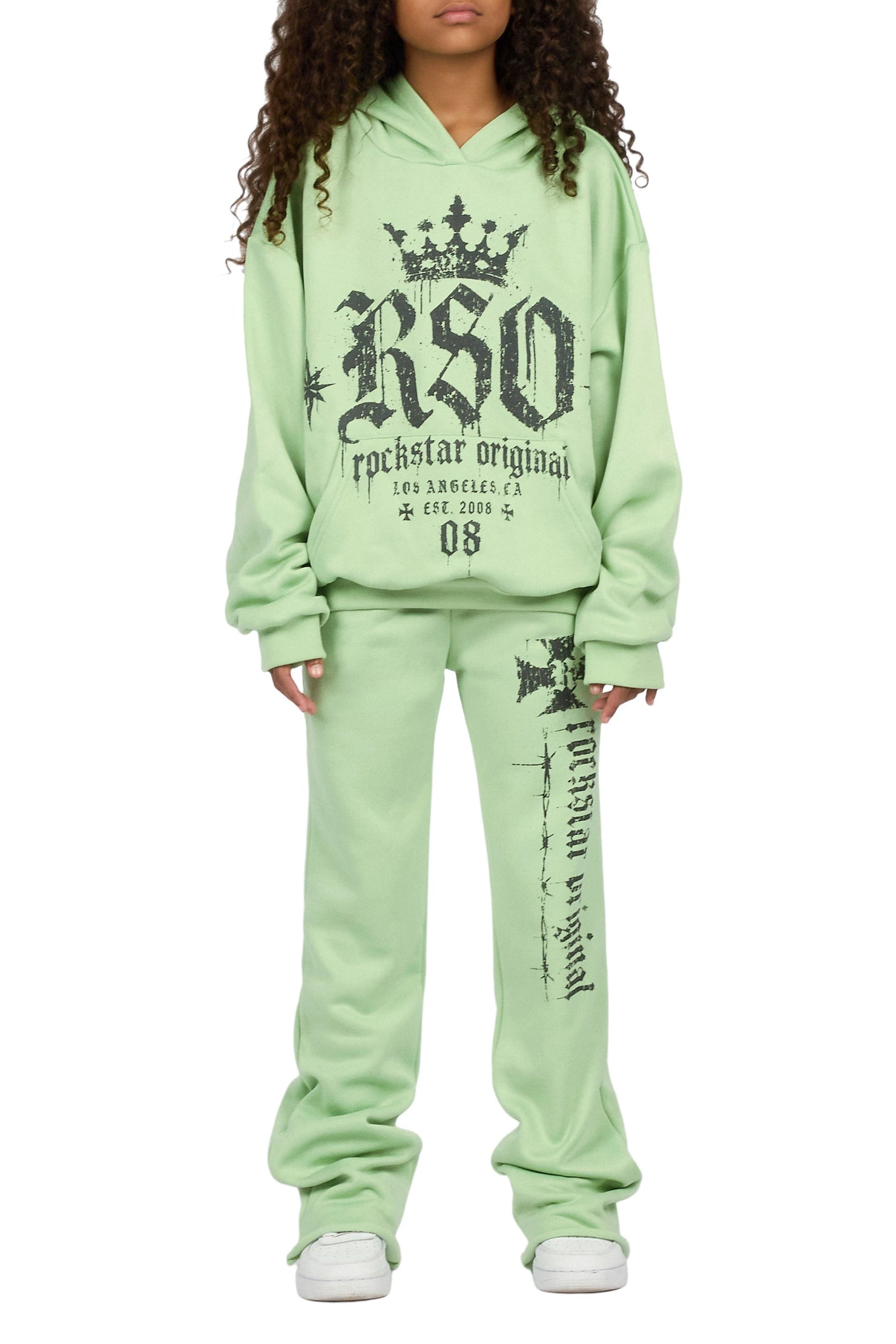 Girls Cicatrix Light Sage Hoodie Track Set