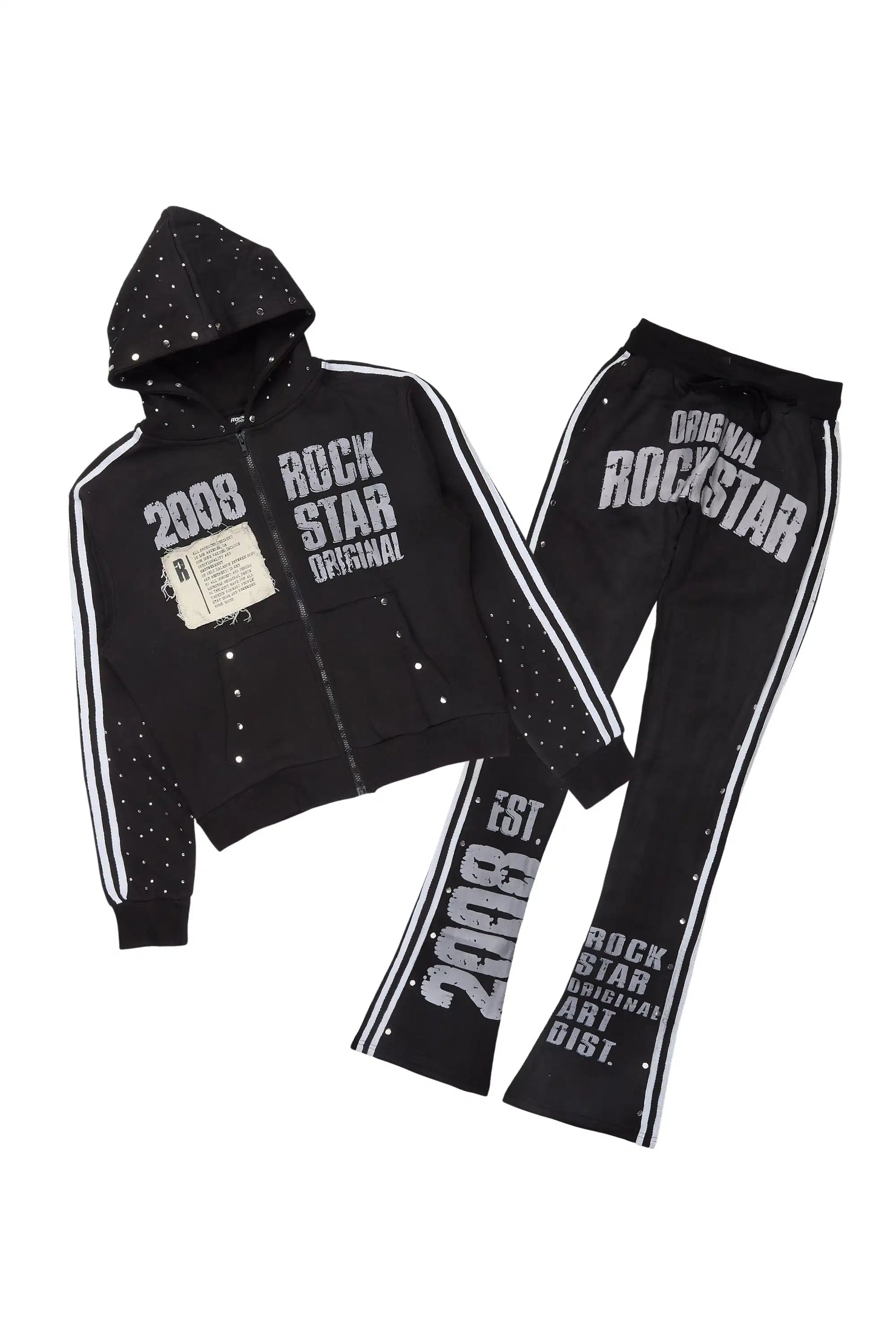 Dontrella Black Rhinestone Zip Up Stacked Trackset