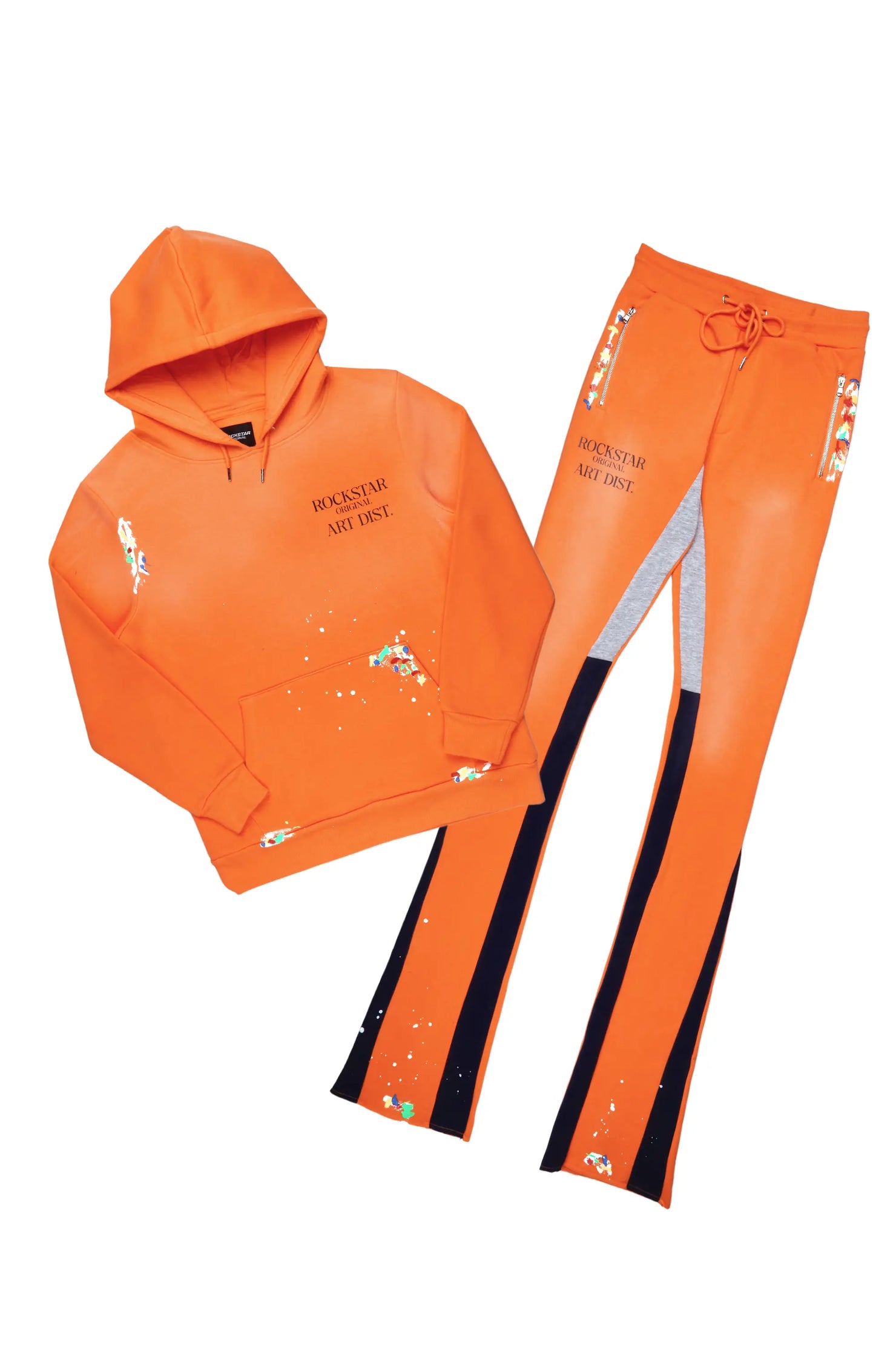 Rockstar Art Dist. Orange/Black Super Stacked Pant Set