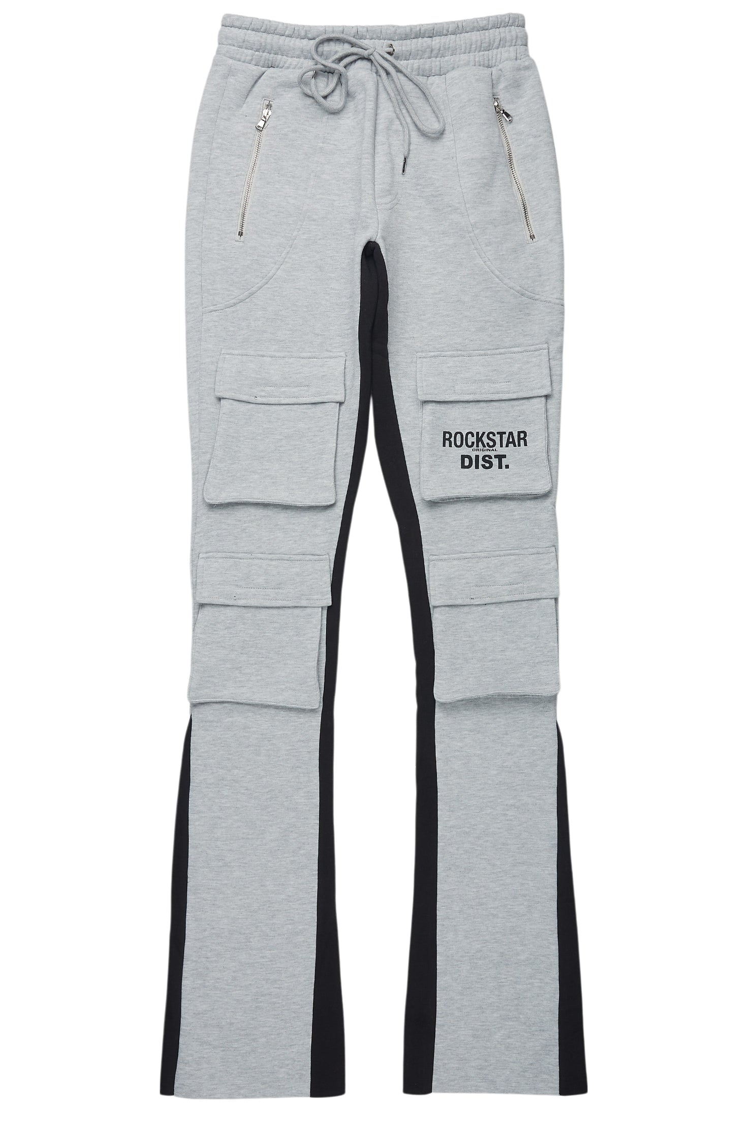 Antoon Heather Grey Stacked Flare Track Pant