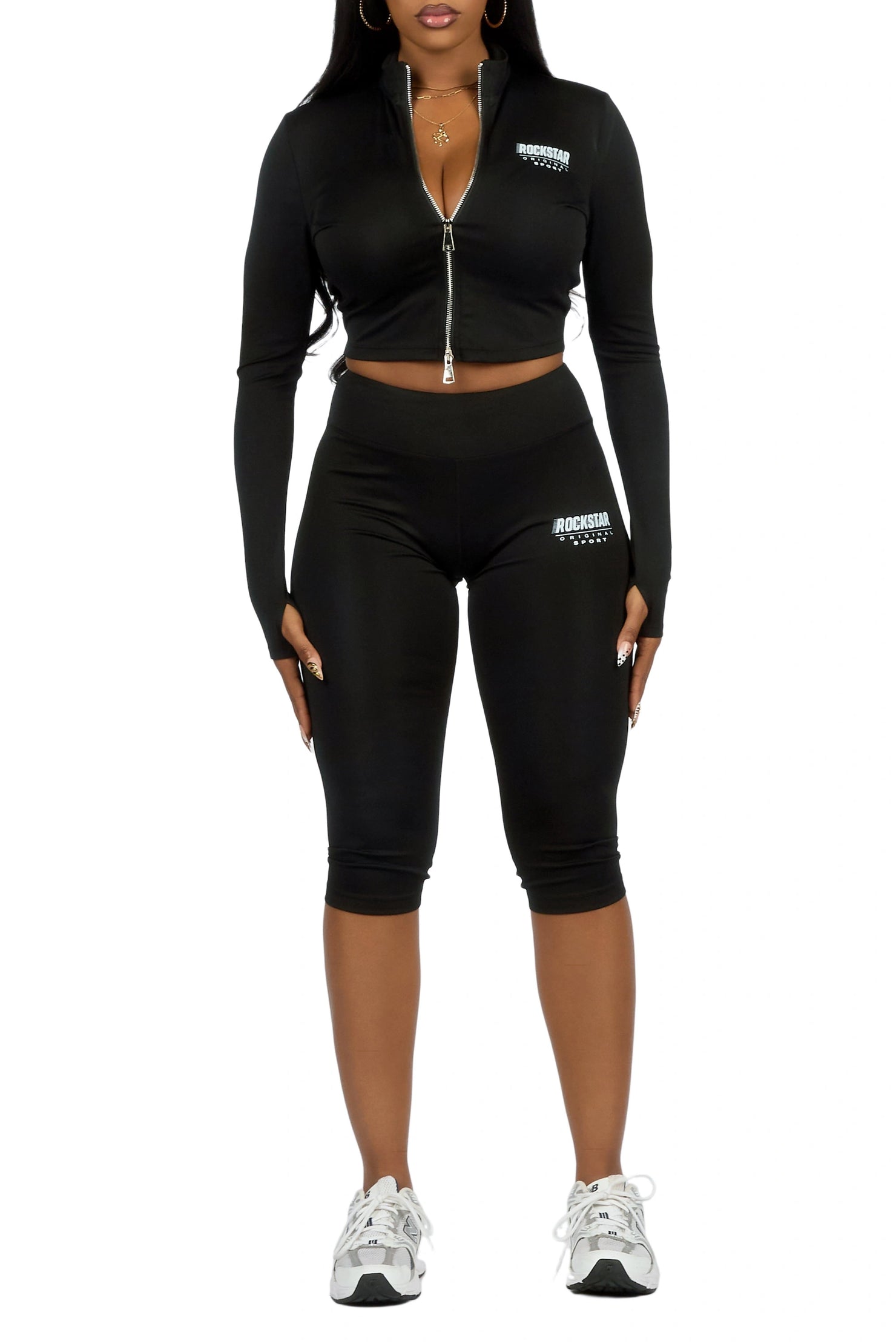 Annalisha Black Capri Active Set