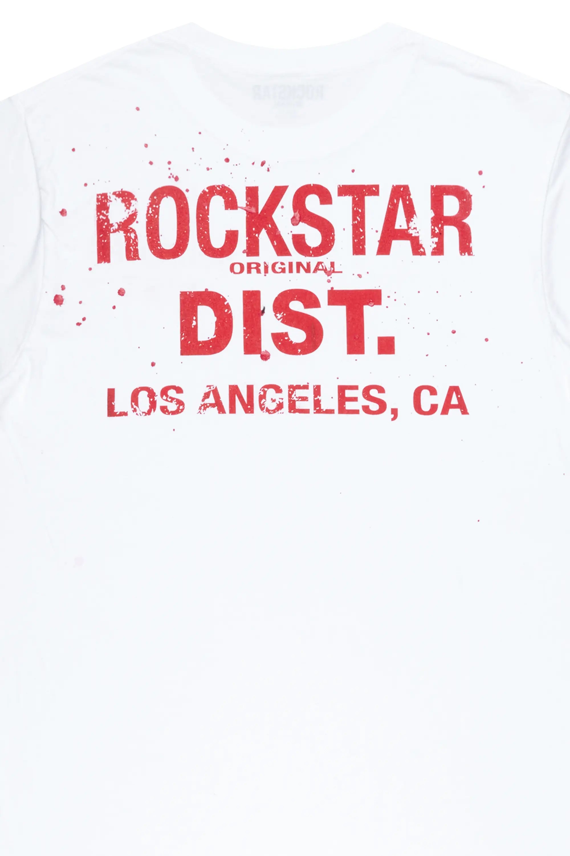 white & red graphic tee