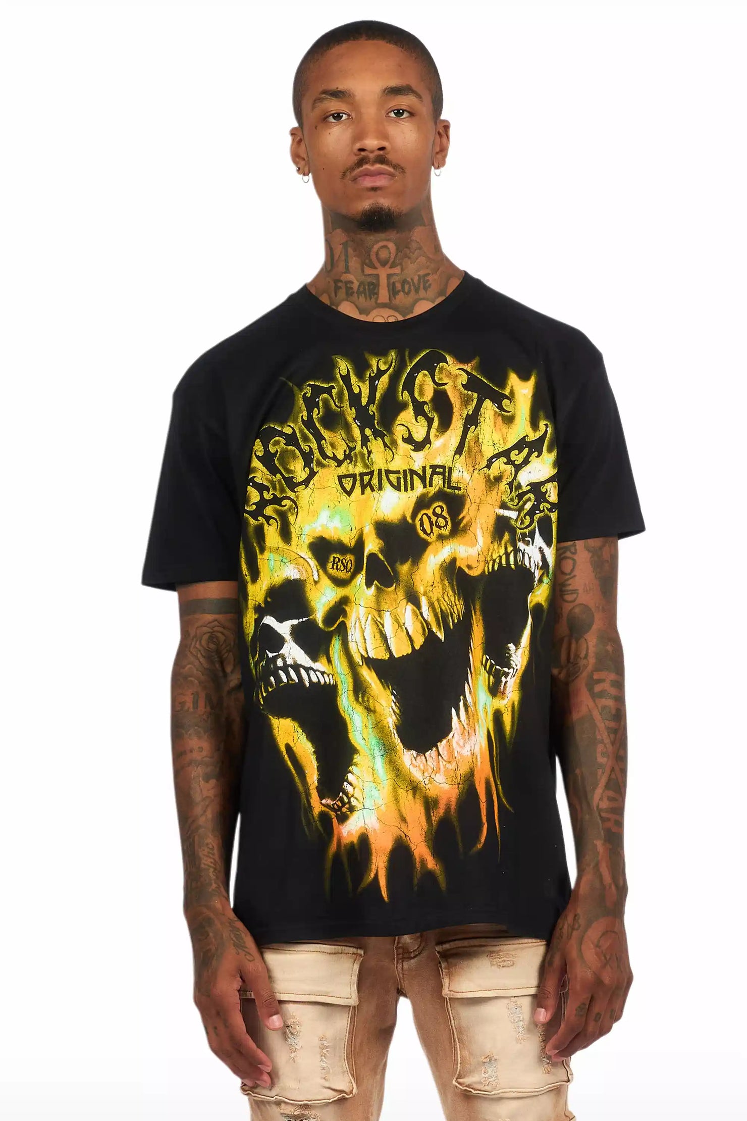 Lucen Black/Yellow Oversized Graphic T-Shirt