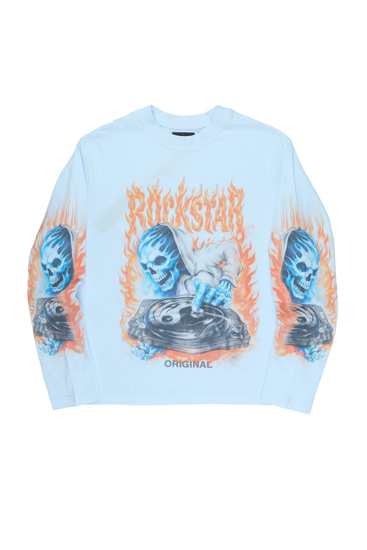 Boys Dice Light Blue Long Sleeve Graphic T-Shirt