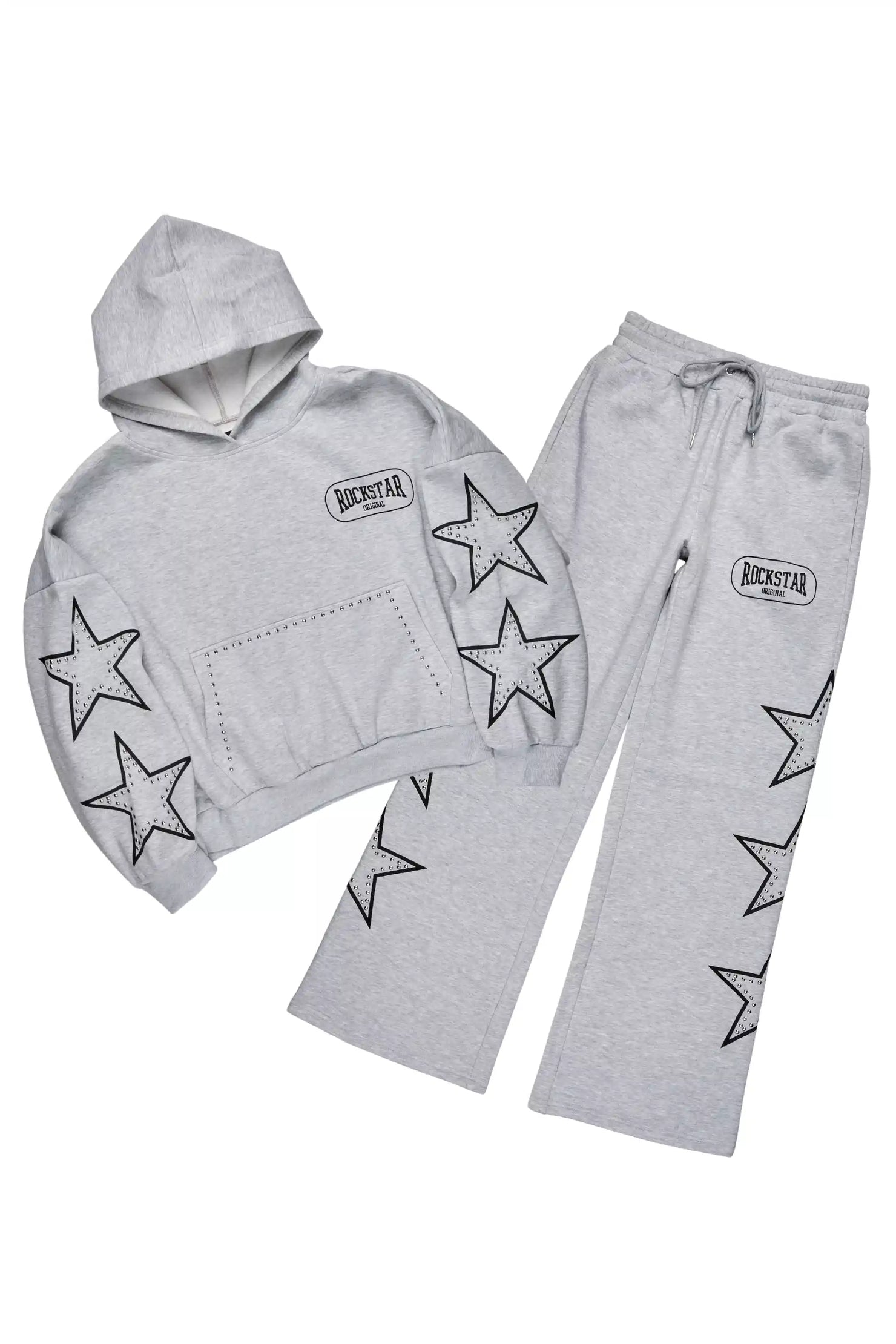 Zirka Heather Grey Hoodie Baggy Fit Pant Track Set
