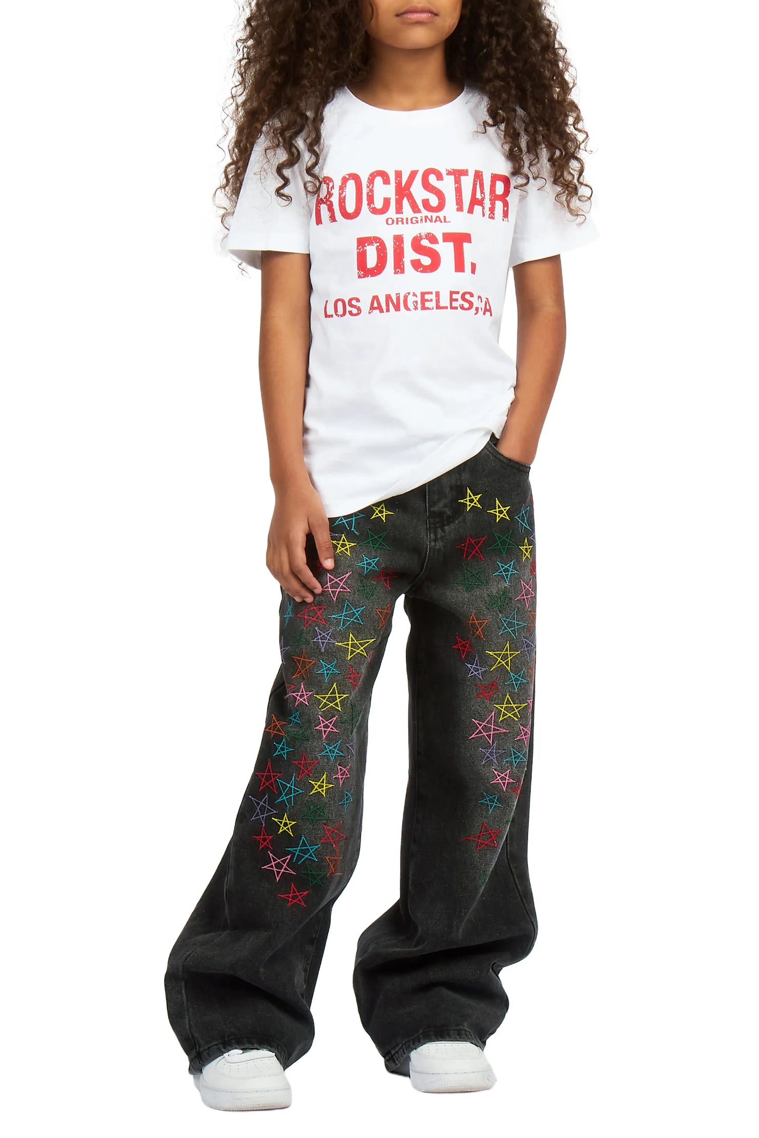 Girls Levie Washed Black Baggy Fit Jean