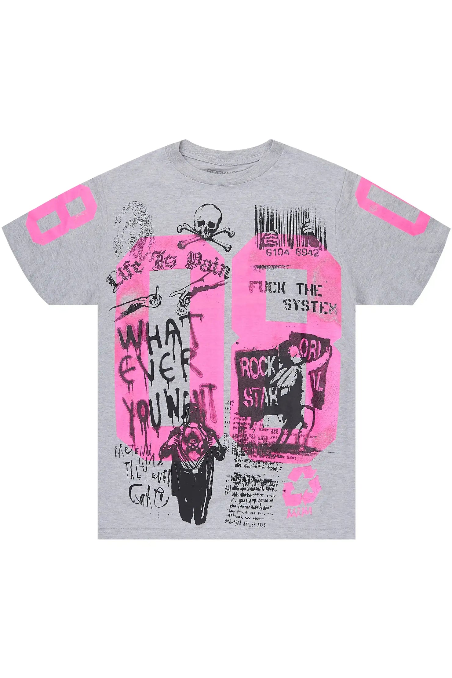 Kammile 3.0 Grey/Pink Oversized T-Shirt