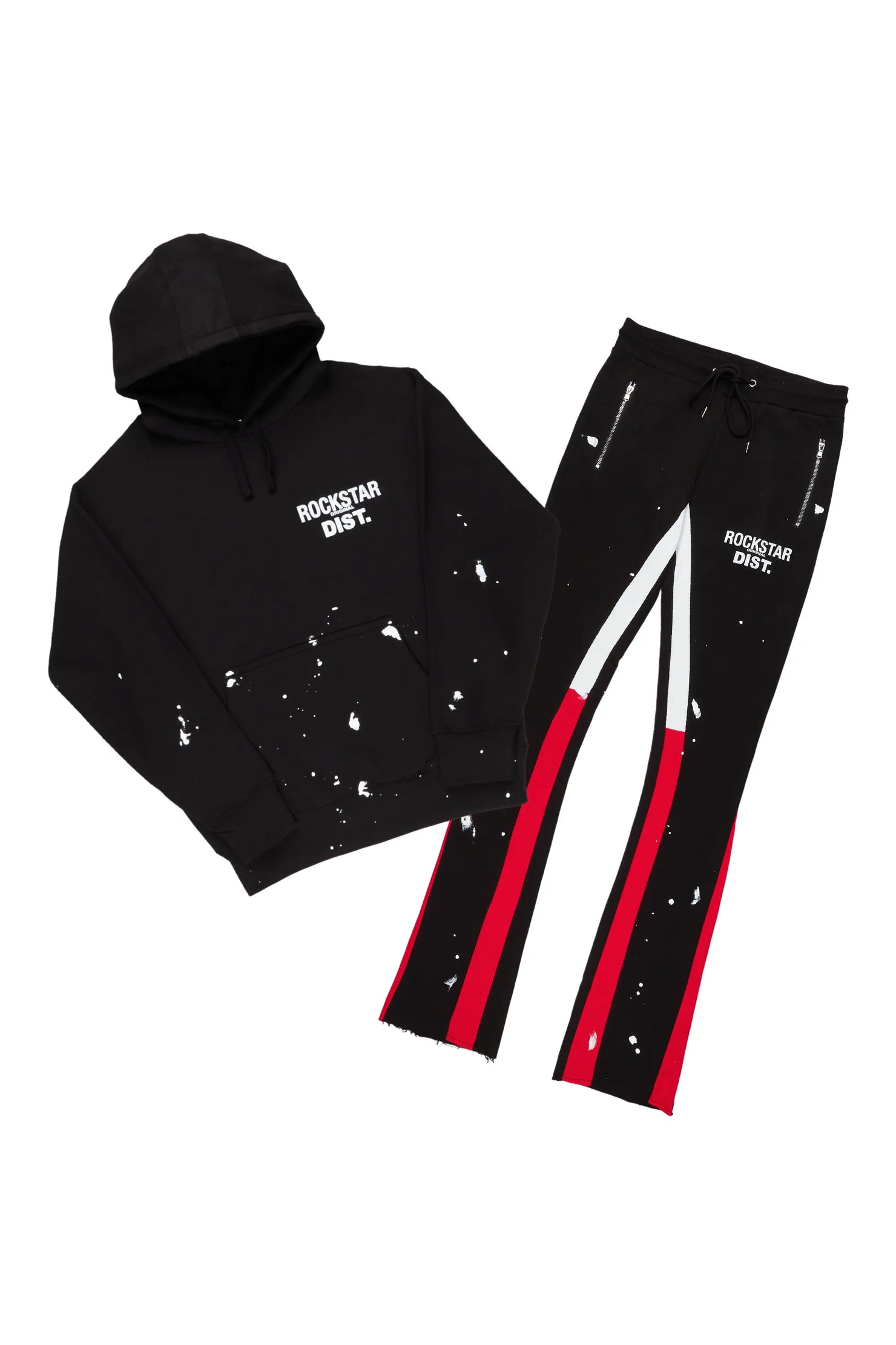 Raffer Black/Red Hoodie/Stacked Flare Pant Set