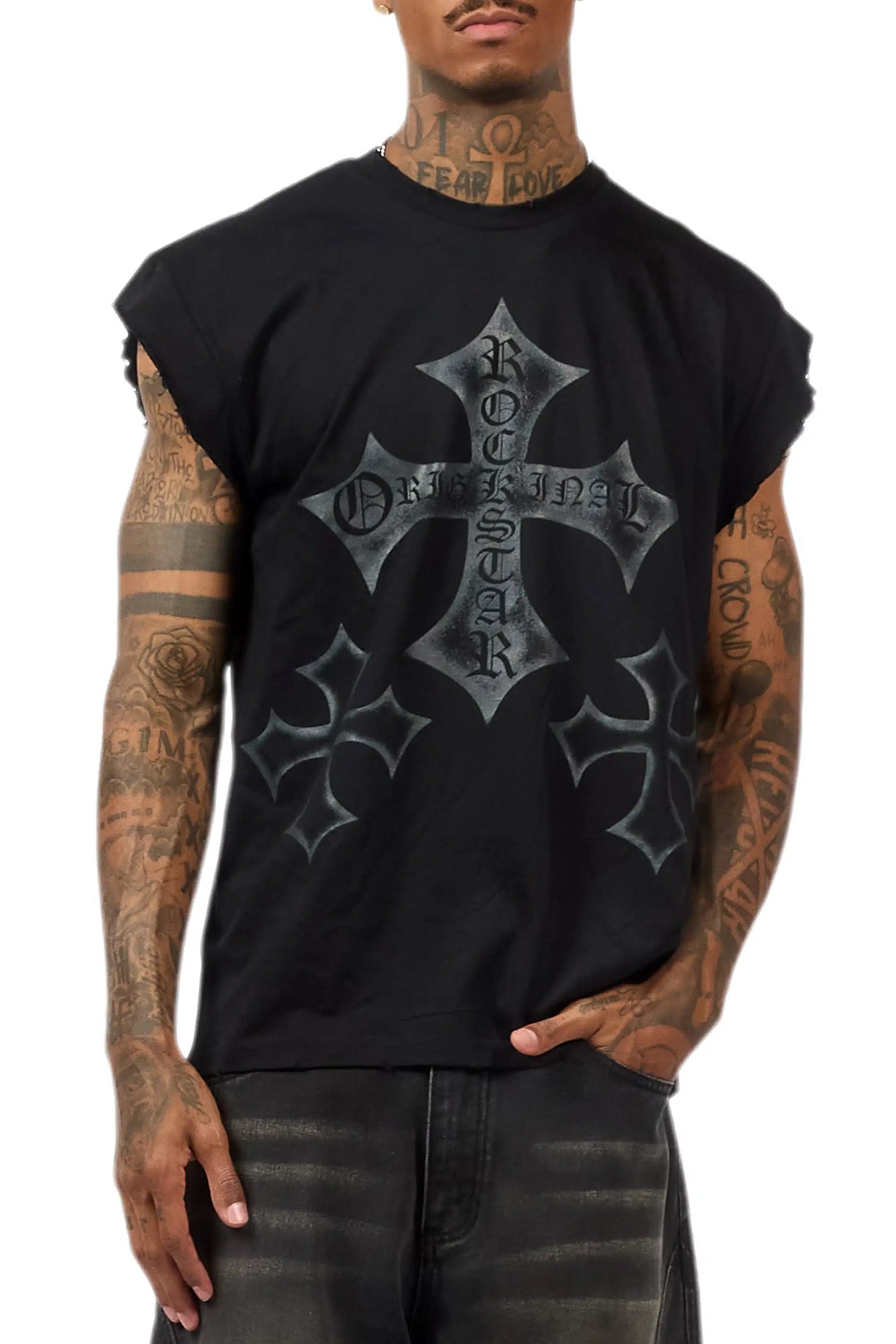 Marizon Black Cut off Tee