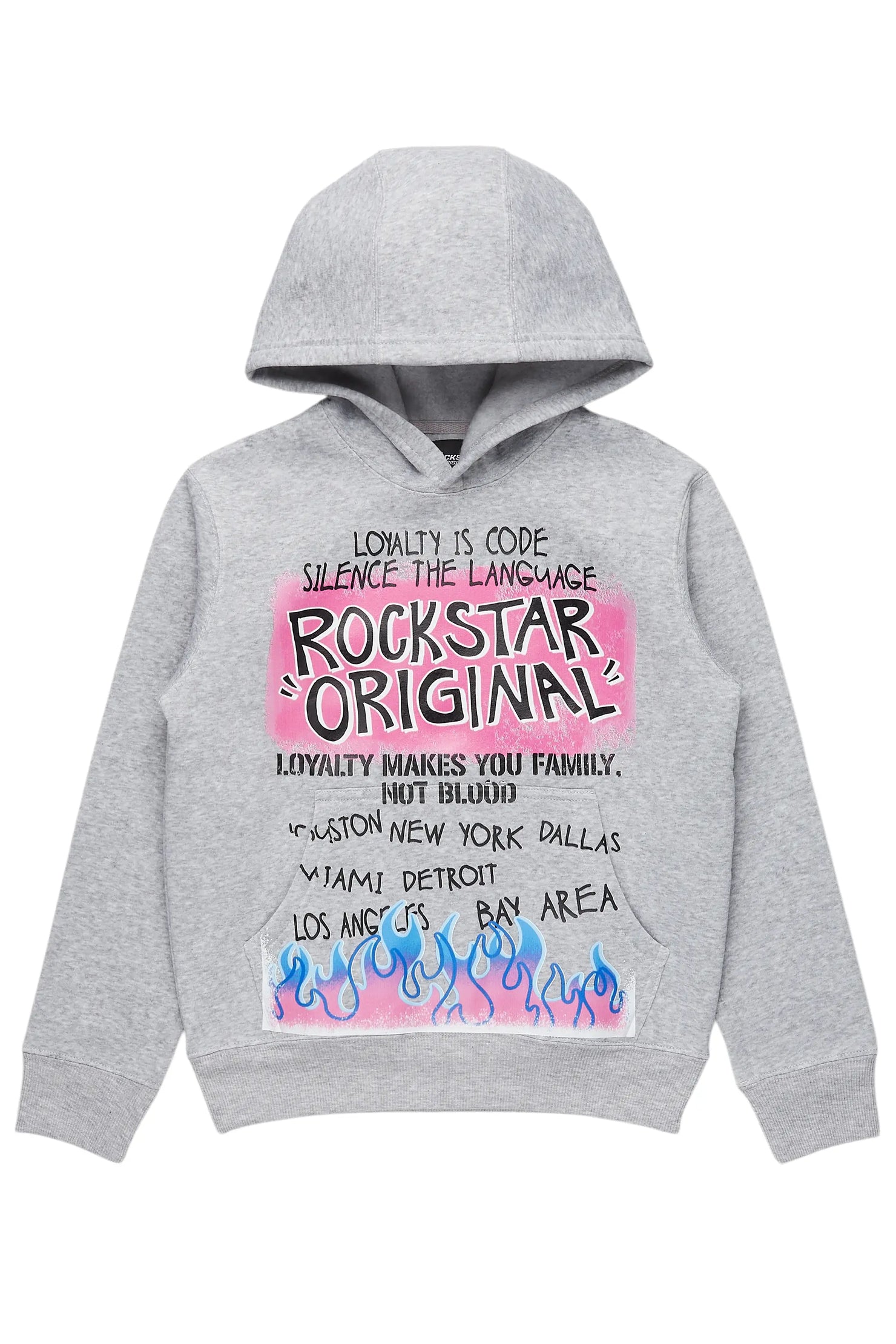 Boys Beno Light Grey Graphic Hoodie