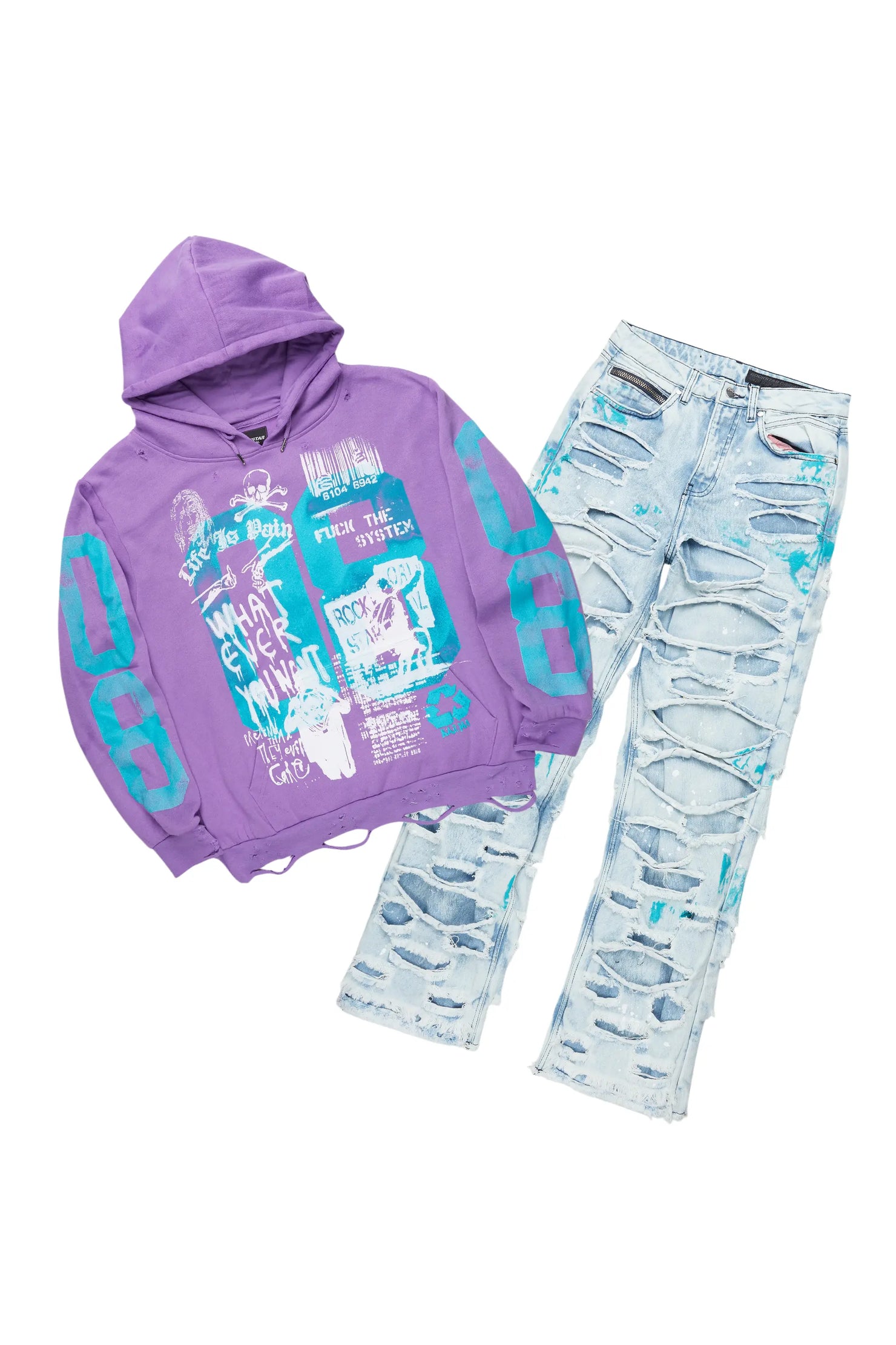 Grill Purple Hoodie/Baggy Fit Jean Bundle