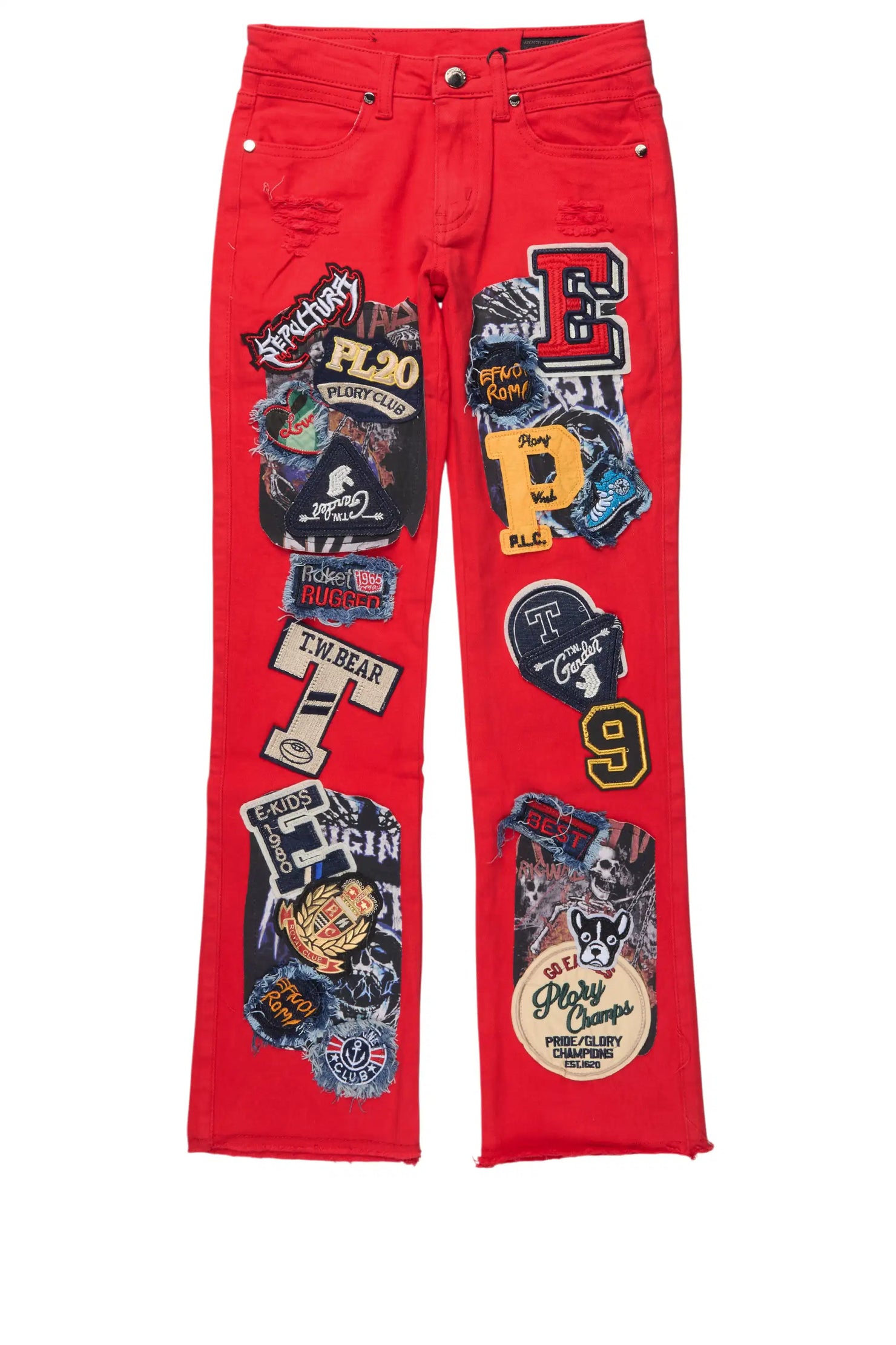 Boys Espen Red Stacked Flare Jean