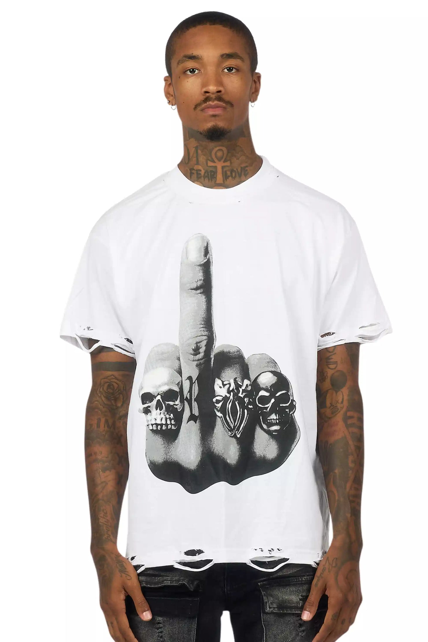 Ummar White Oversized Graphic T-Shirt