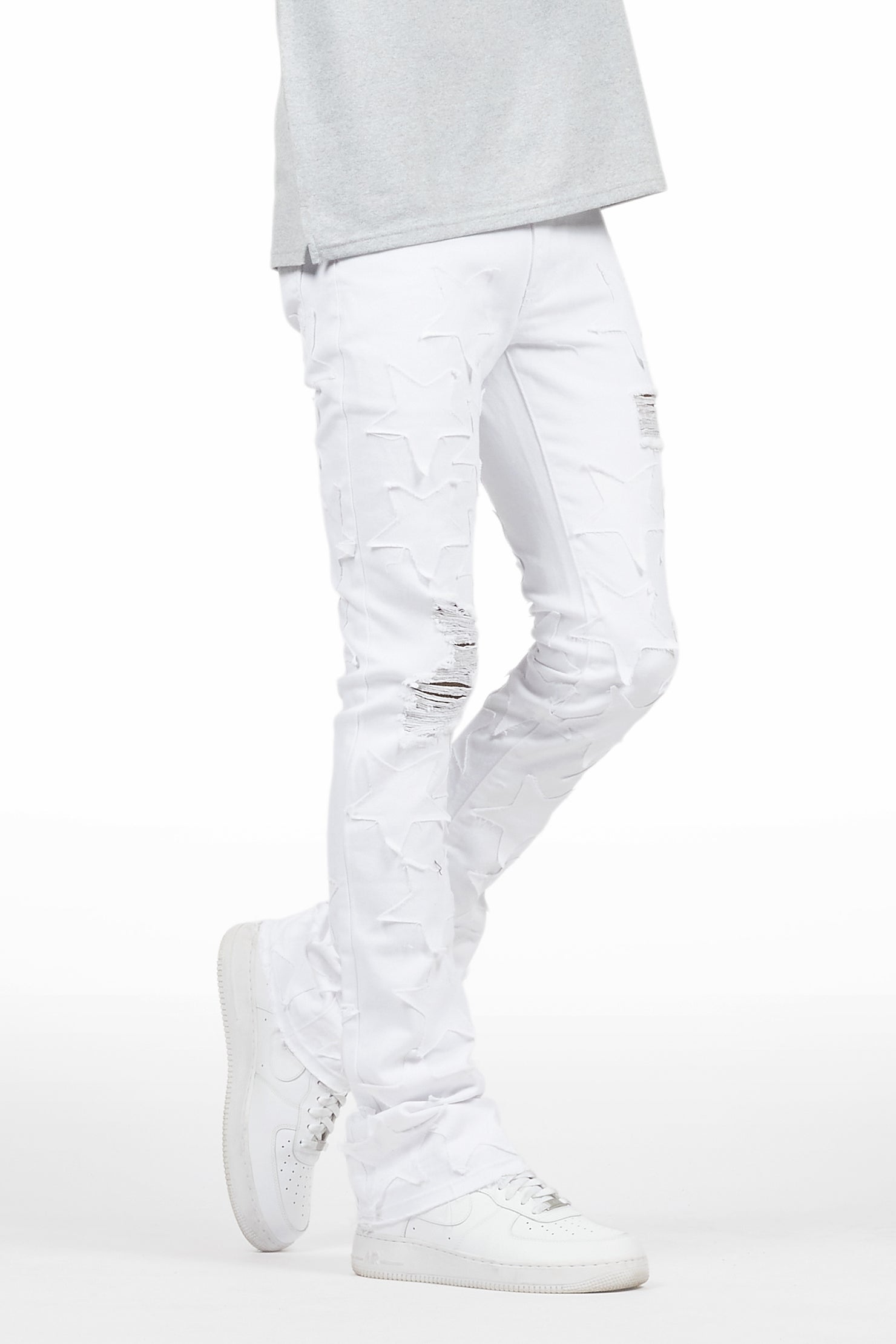 StarLane White Stacked Flare Jean