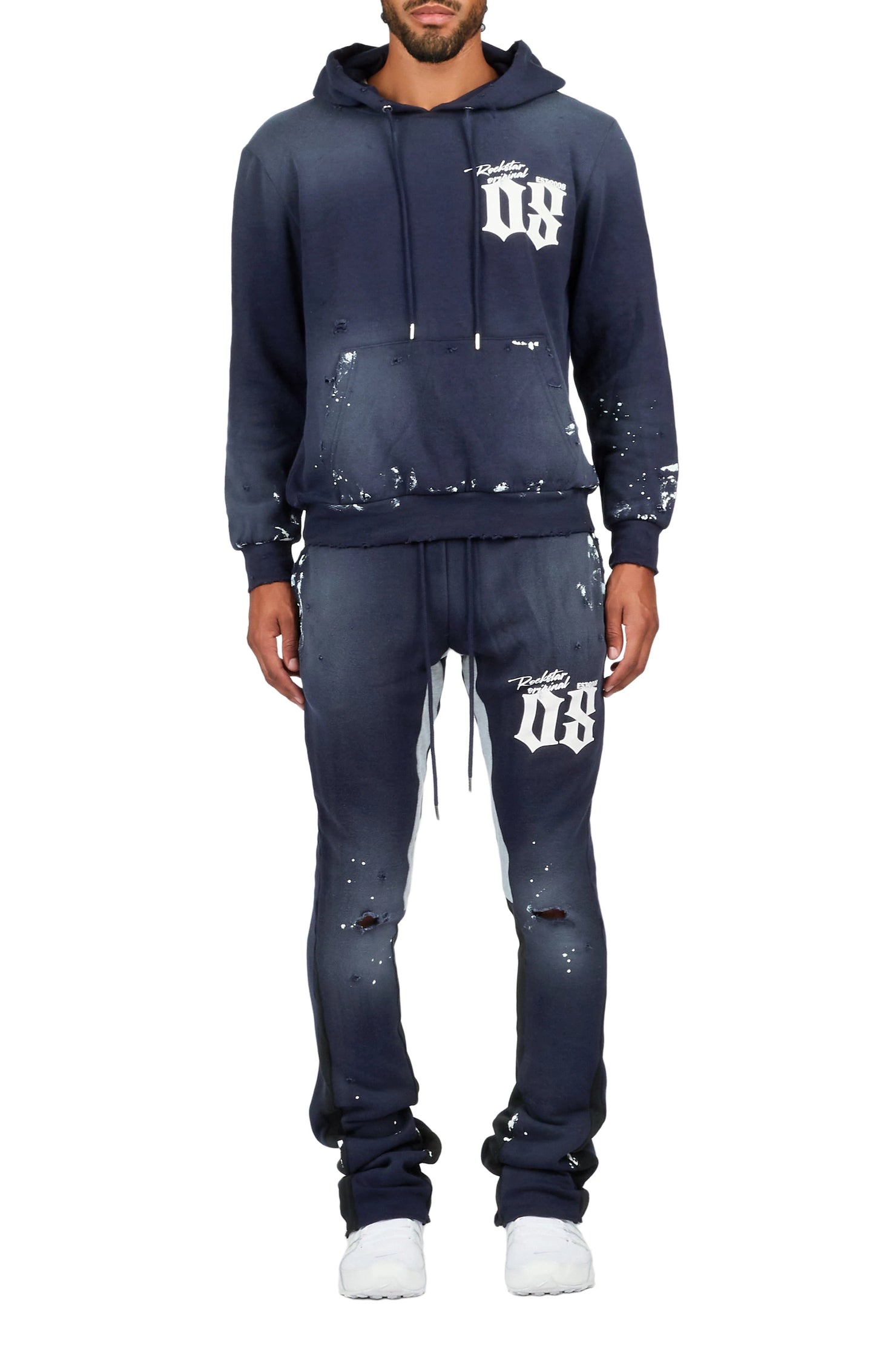 Cipher Navy Hoodie/Stacked Flare Pant Track Set