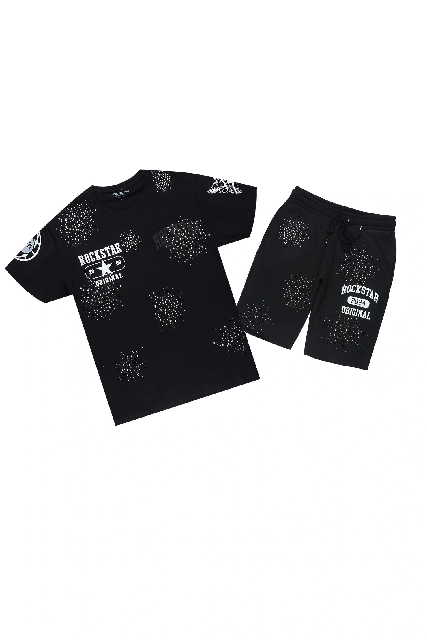 Gutta 2.0 Black/Black Rhinestone T-Shirt/Short Set