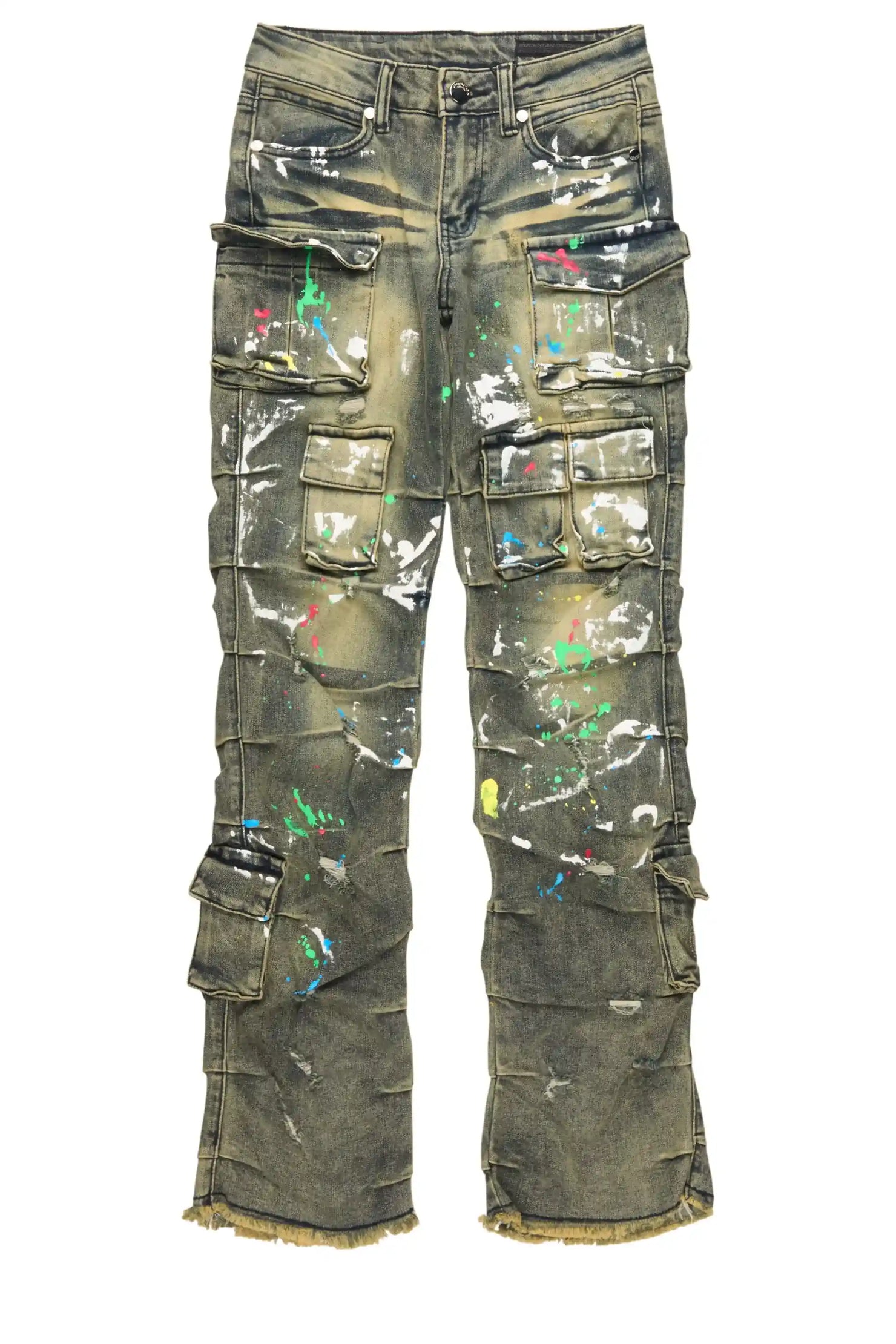 Boys Major Tint Blue Stacked Painter Flare Jean