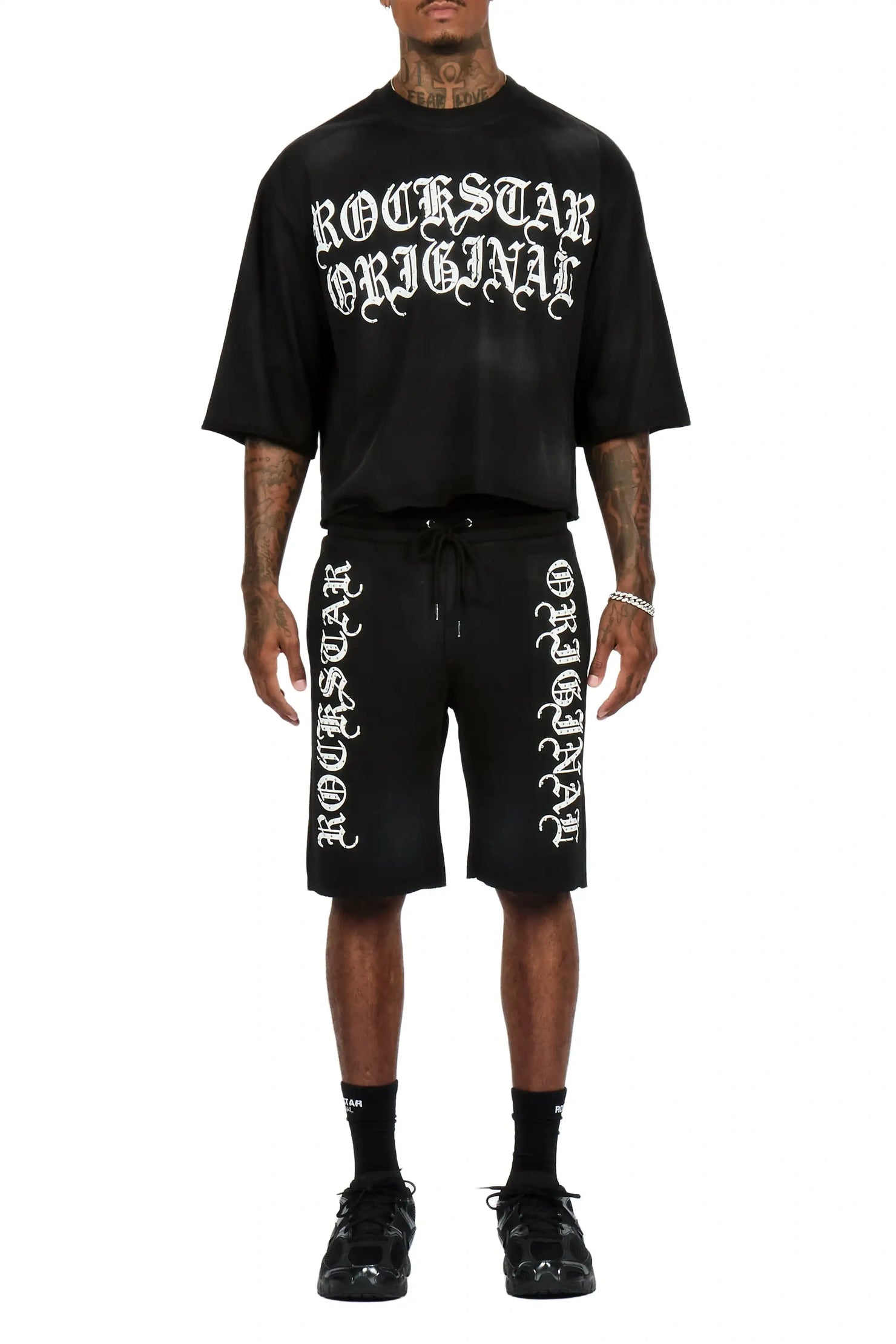 Dazzle Black Rhinestone T-Shirt/Short Set