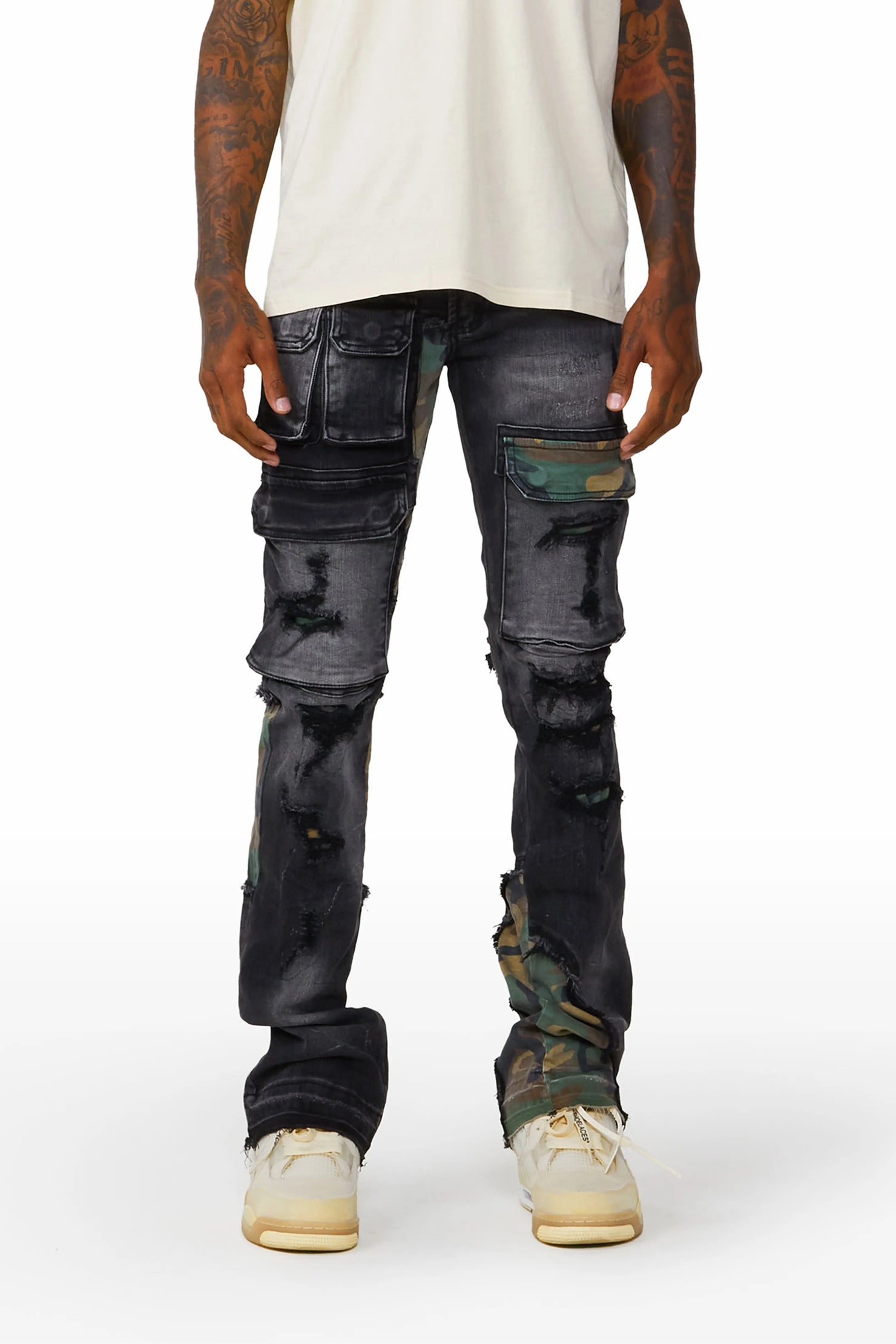 Zeta Grey Stacked Flare Jean