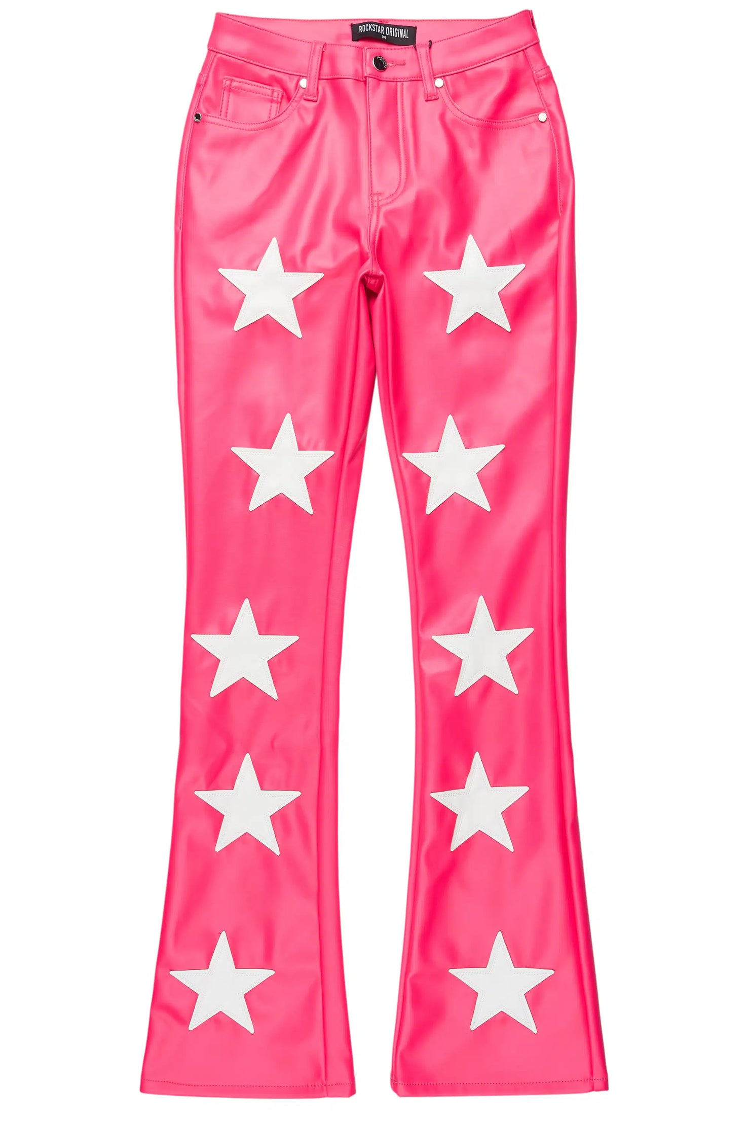 Takera Hot Pink PU Stacked Flare Pant