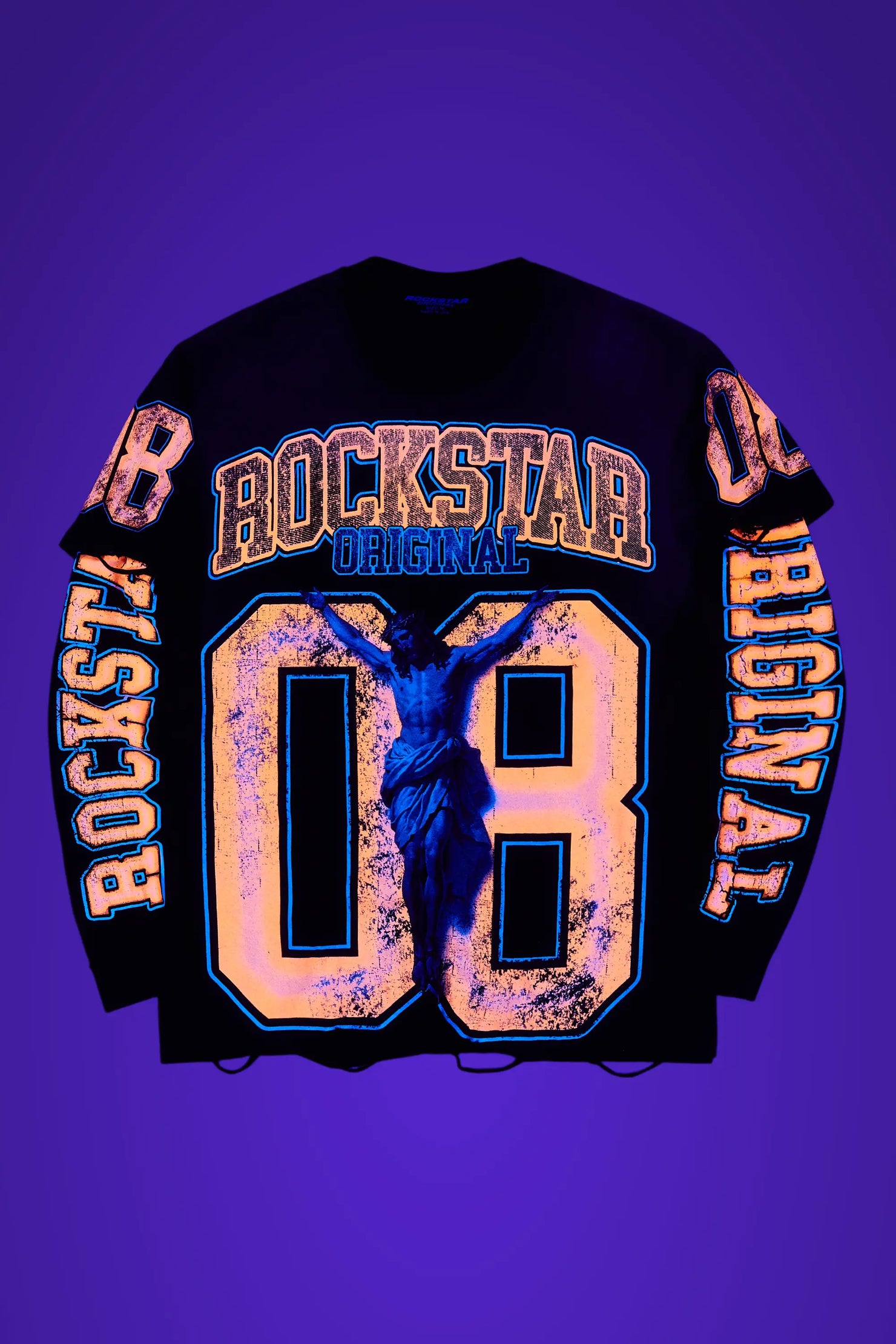 Fields Black/Orange Double Layer Long Sleeve Graphic T-Shirt