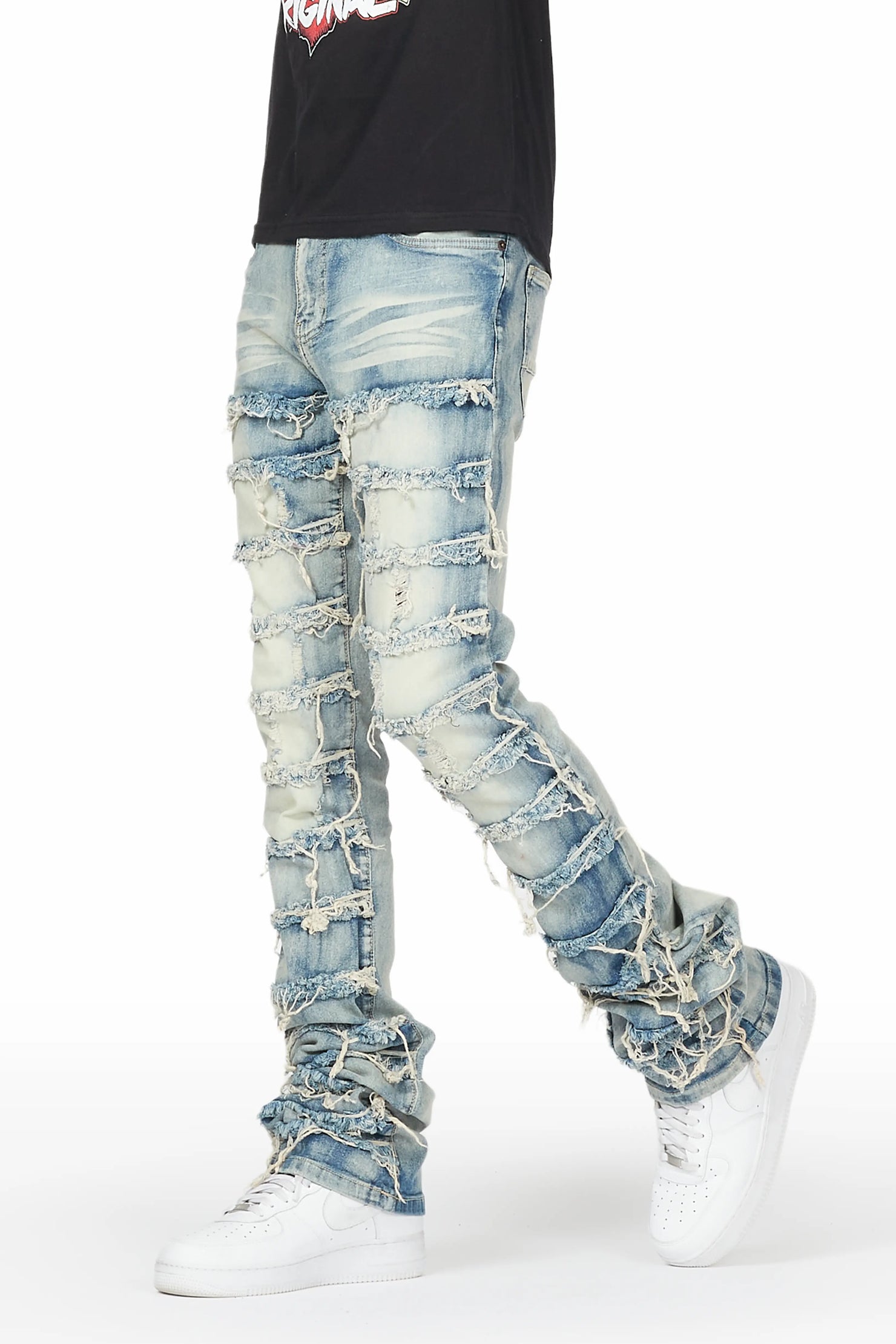 Waylon Tint Frayed Super Stacked Flare Jean