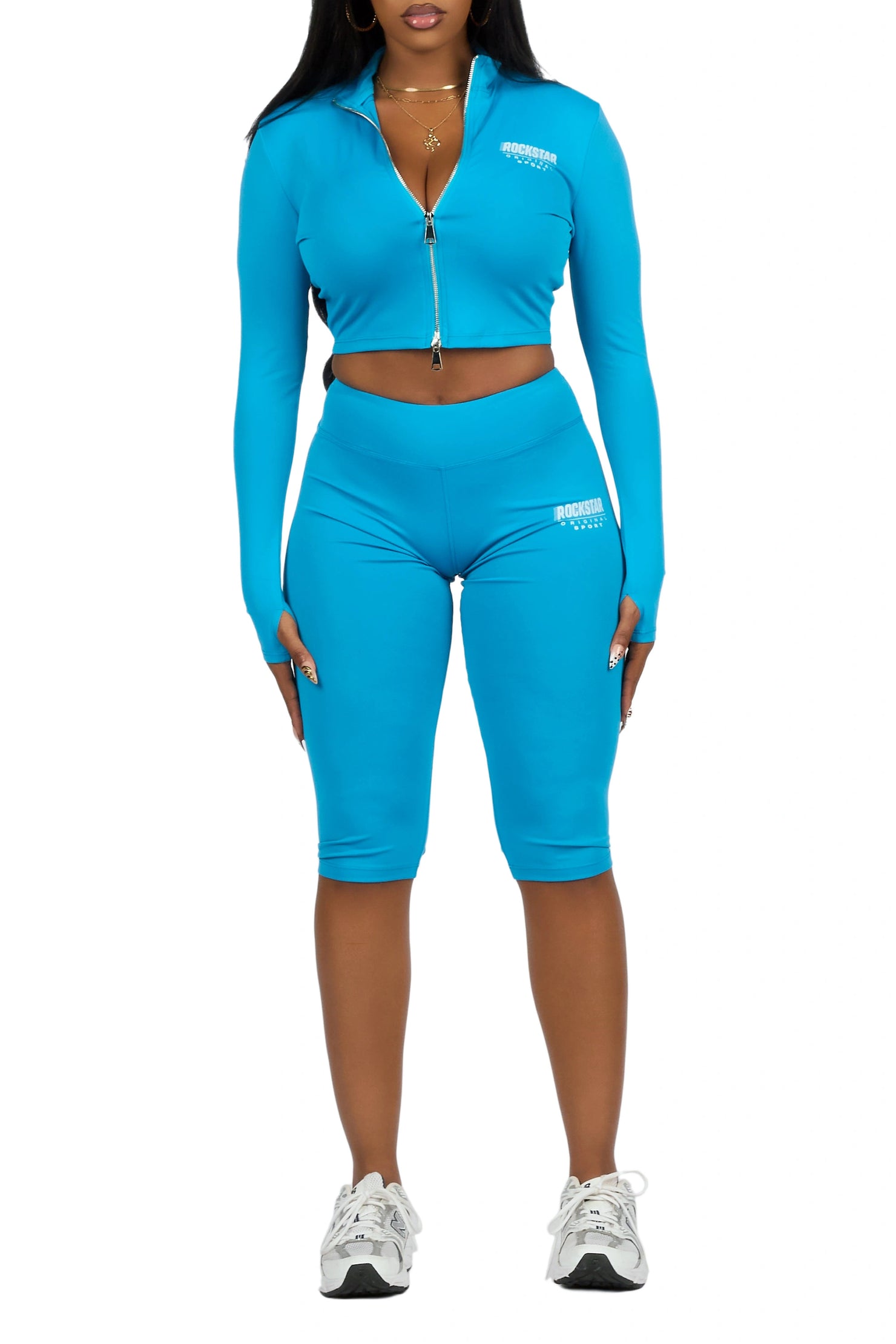 Annalisha Blue Capri Active Set