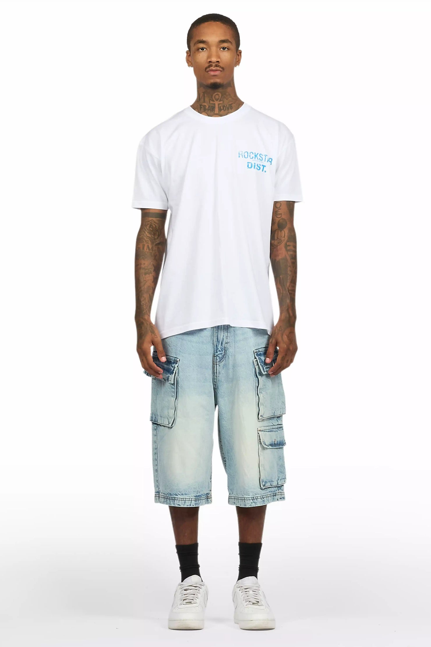 Lake White/Blue T-Shirt Denim Jort Set