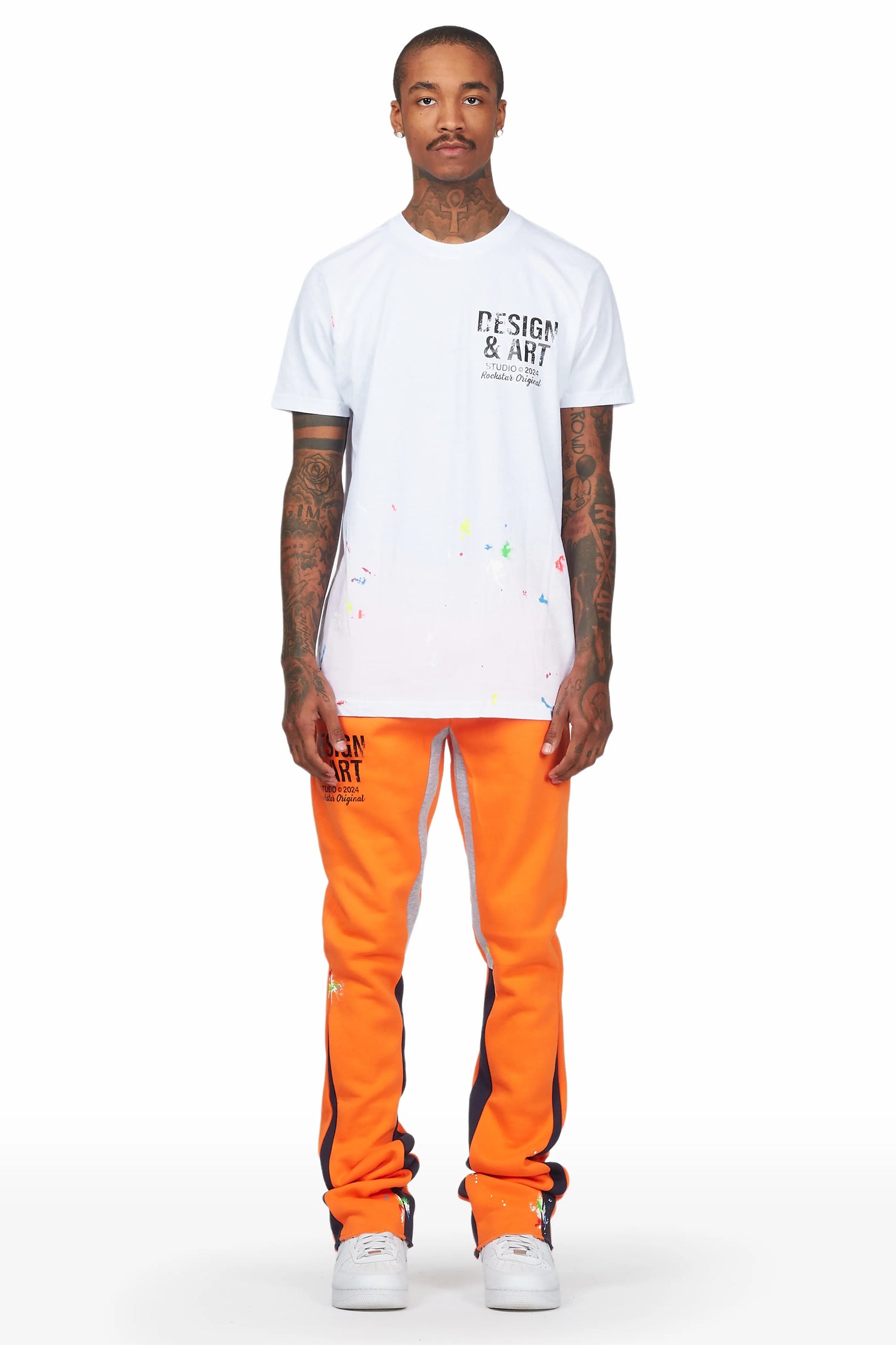 Mancha White/Orange T-Shirt Stacked Flare Track Set