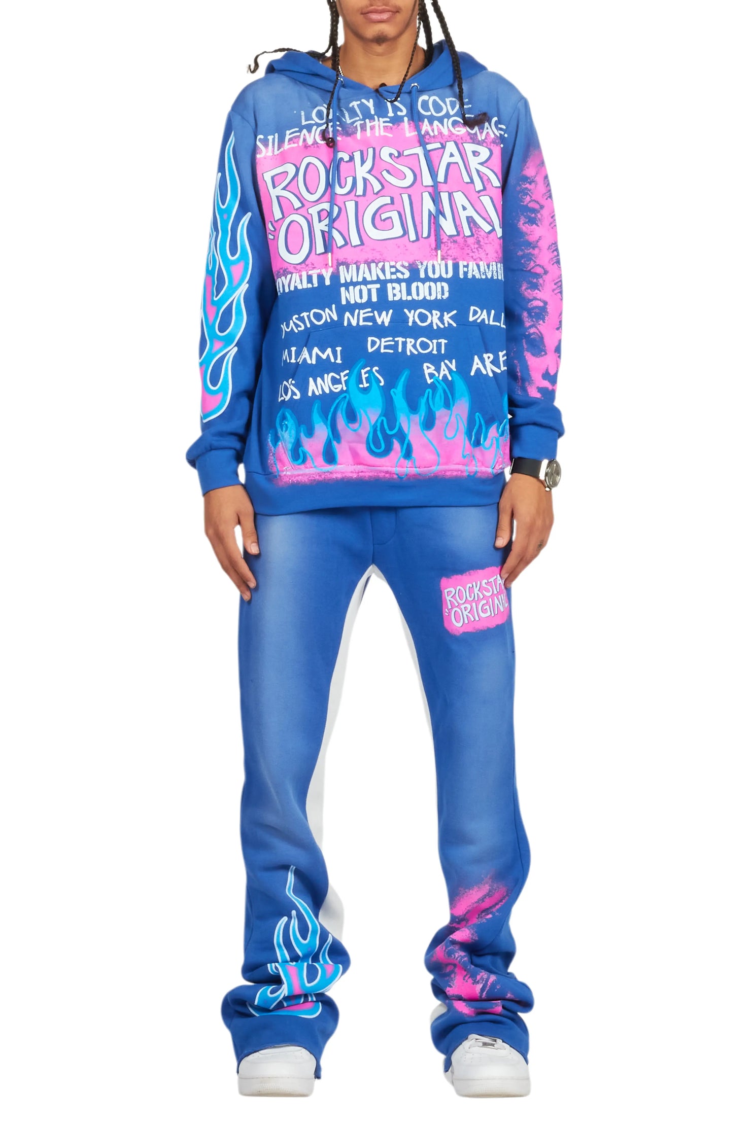 Beno Royal Blue Hoodie/Baggy Track Pant Set