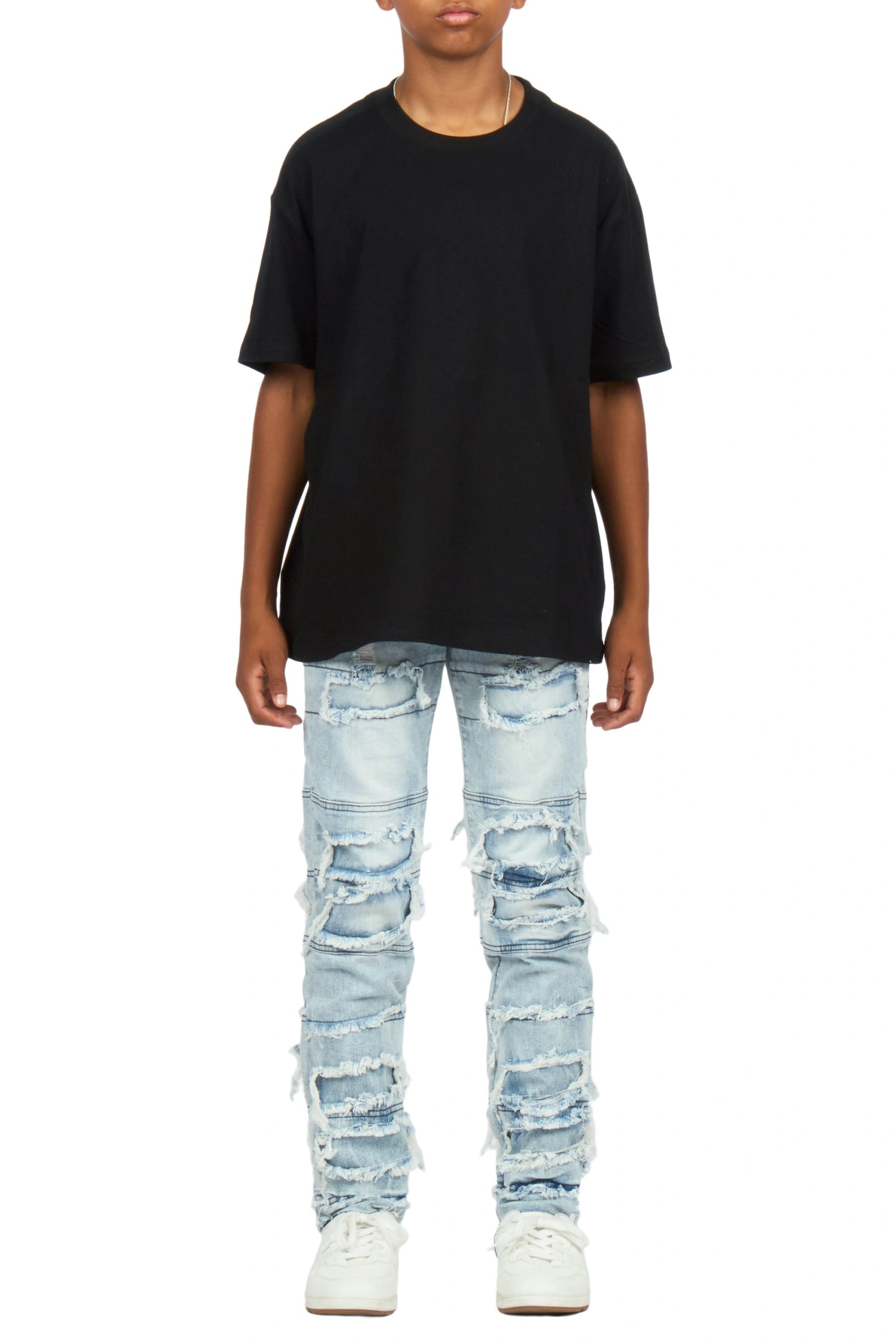 Boys Vasco Blue Frayed Slim Jean