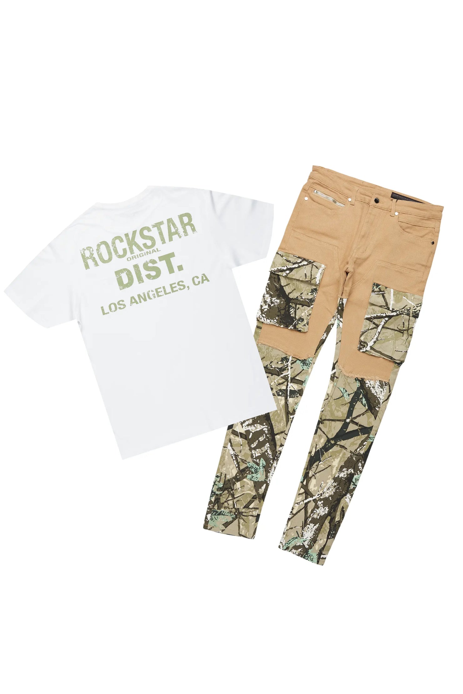 Lake White/Green T-Shirt & Denka Slim Jean Bundle