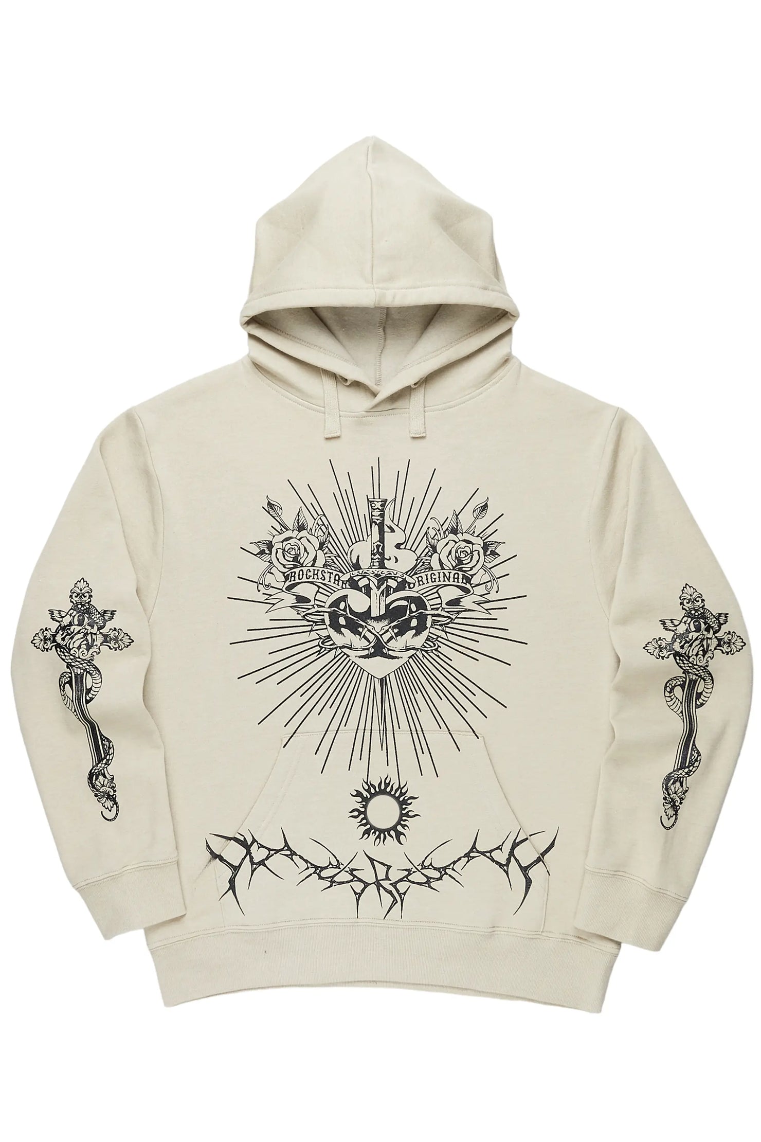 Leander Beige Graphic Hoodie