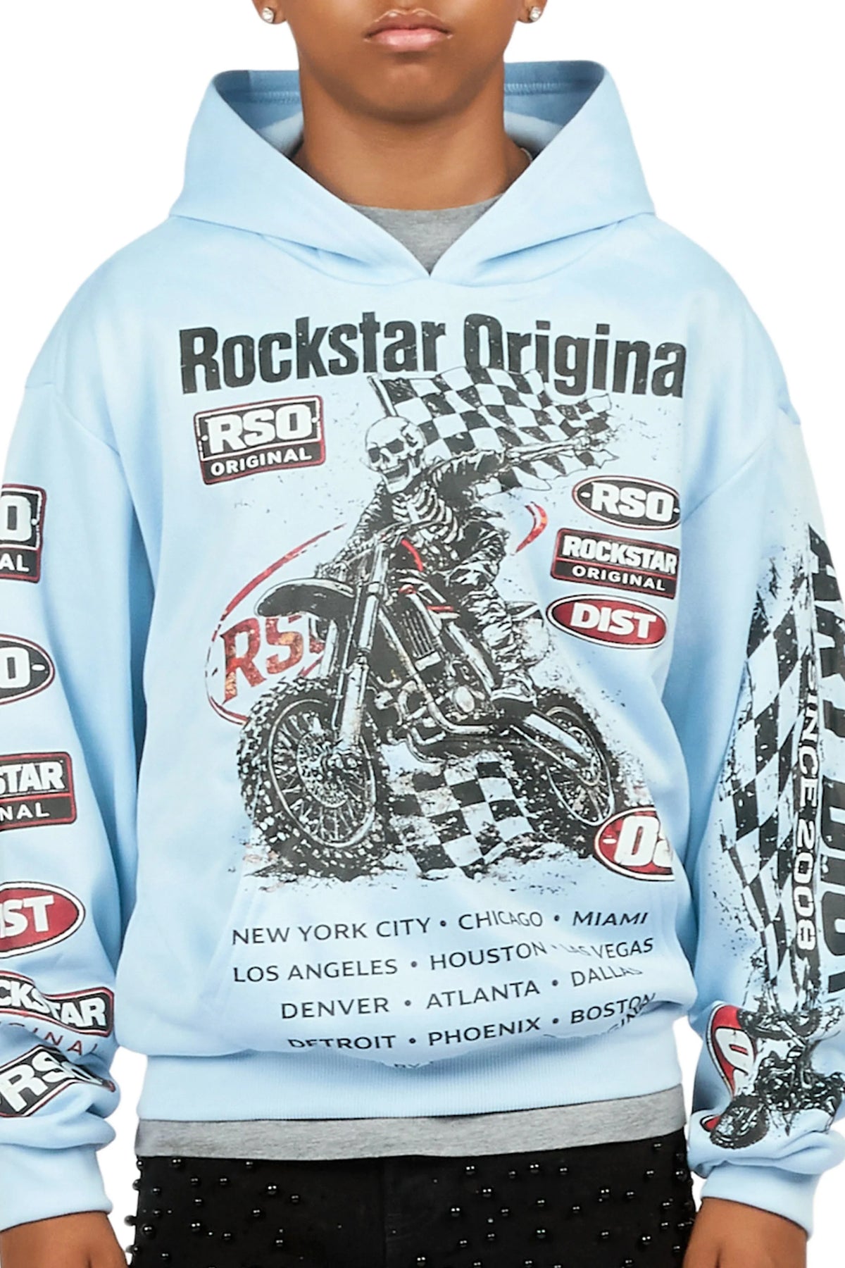 Boys Ryatt Light Blue Graphic Hoodie