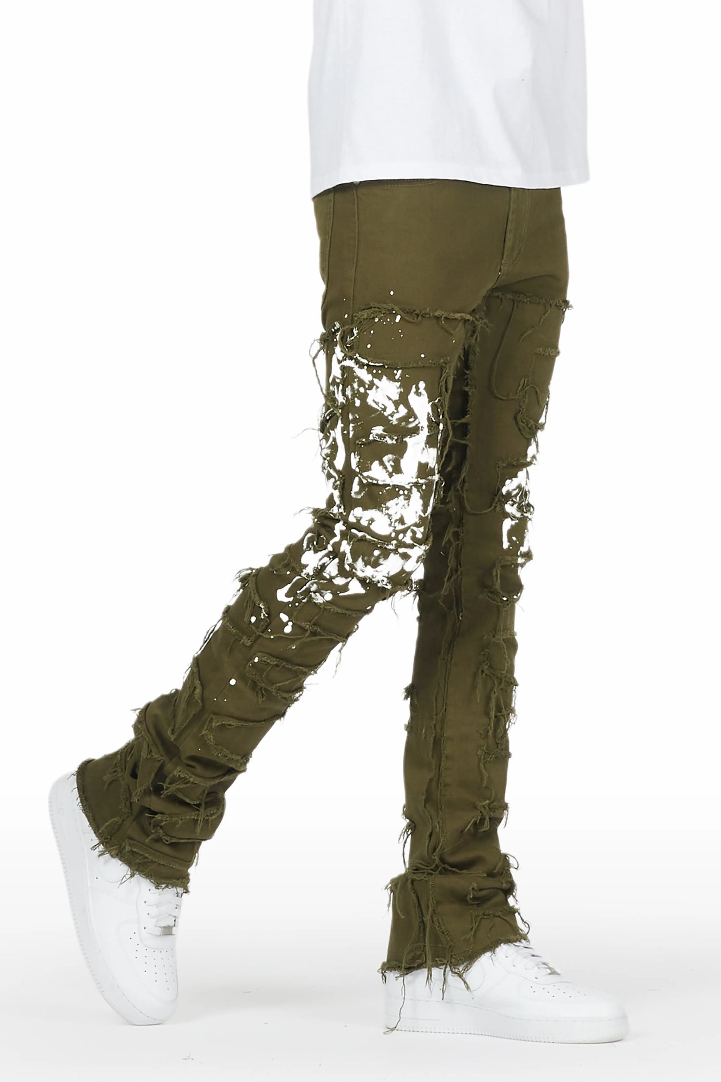 Fumitto Green Painter Stacked Flare Jean