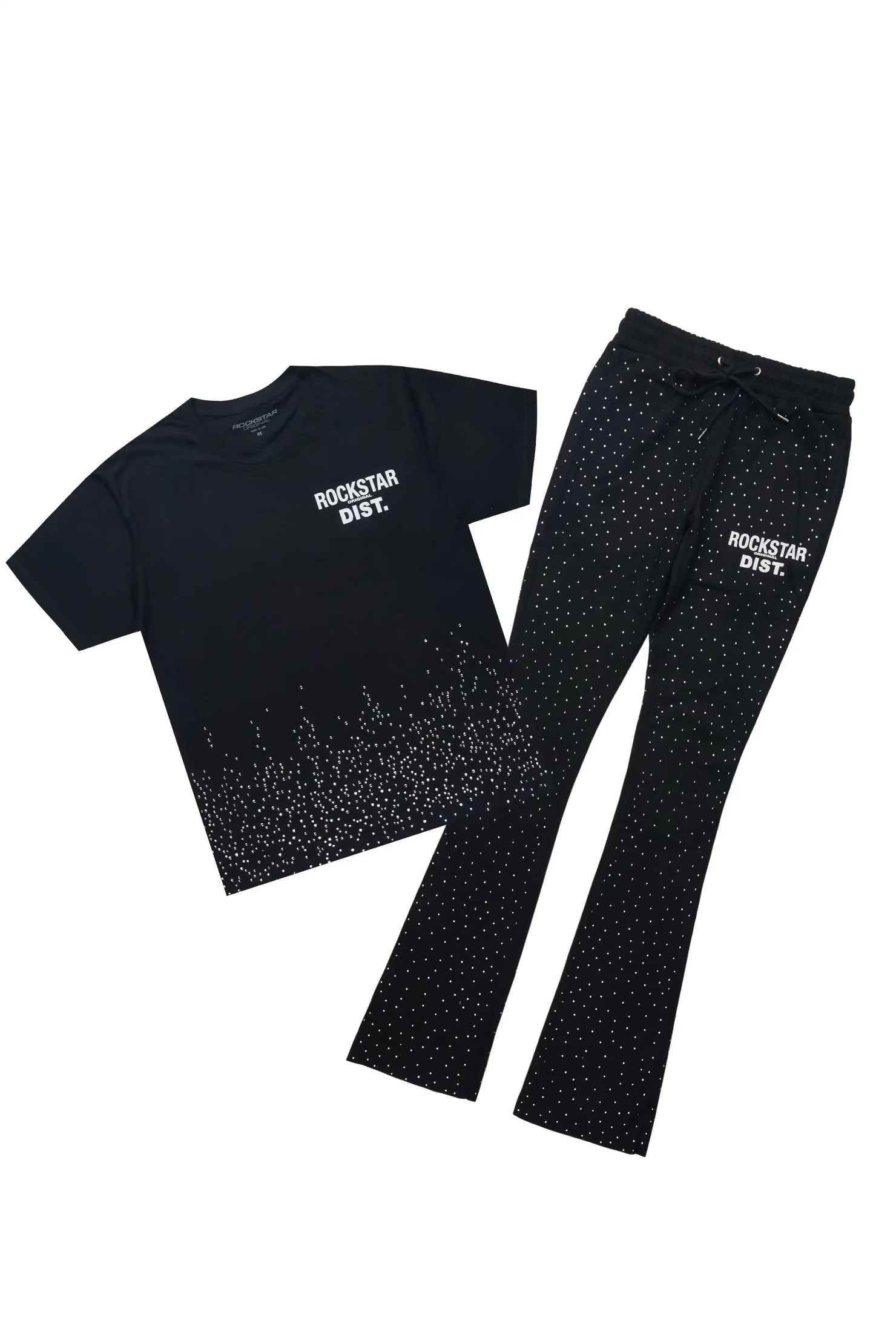Alpine Black/Black Rhinestone T-Shirt/Stacked Track Set