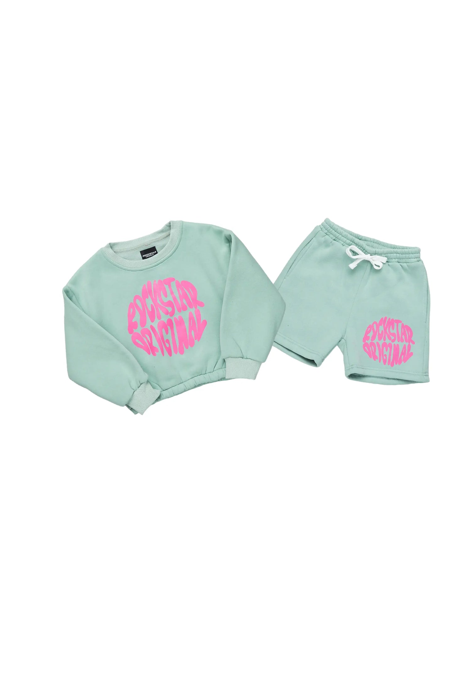 Girls Beena Sage Crop Top Short Set