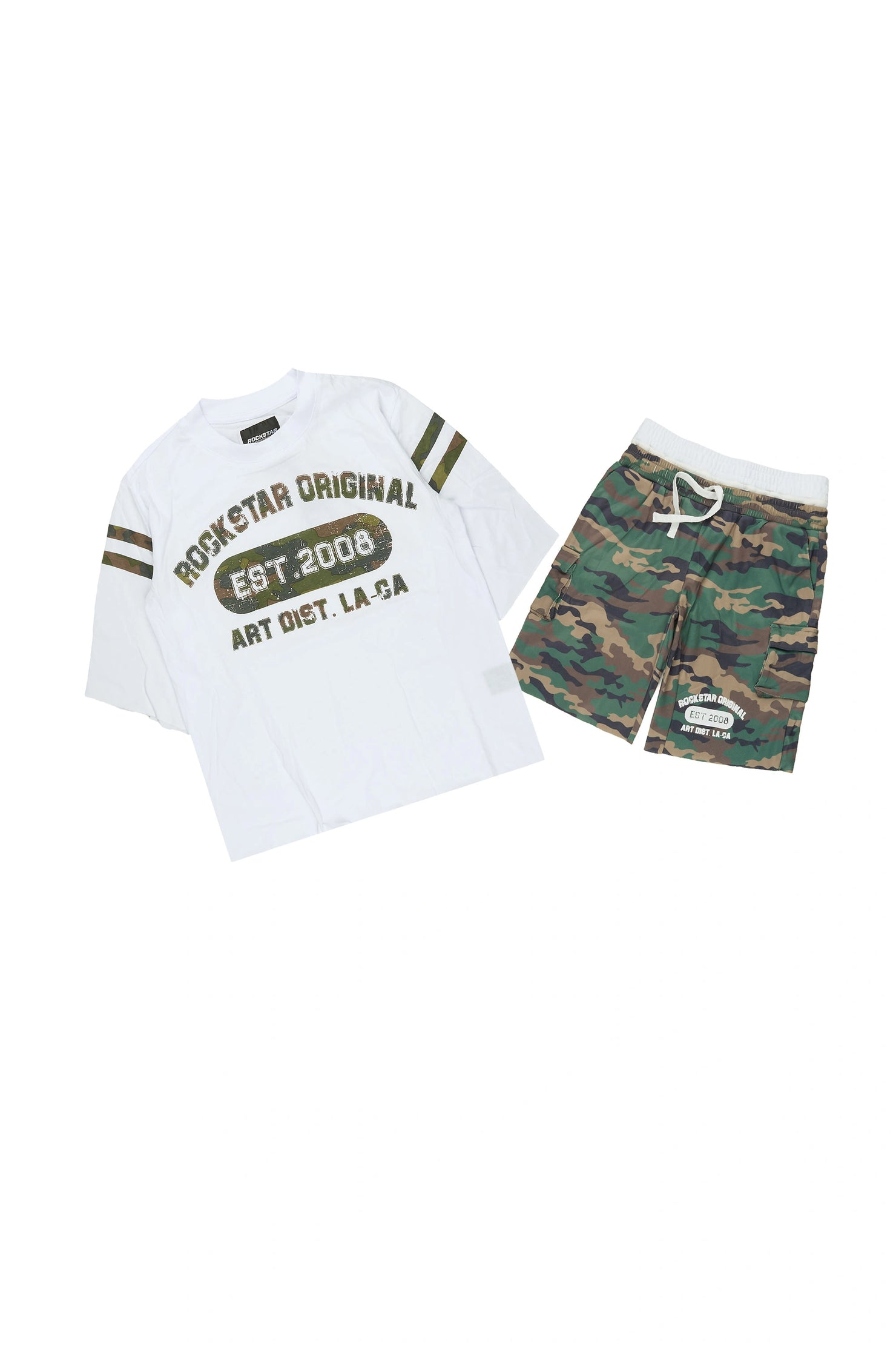 Boys Alexander White/Camo T-Shirt Double Waisted Short Set