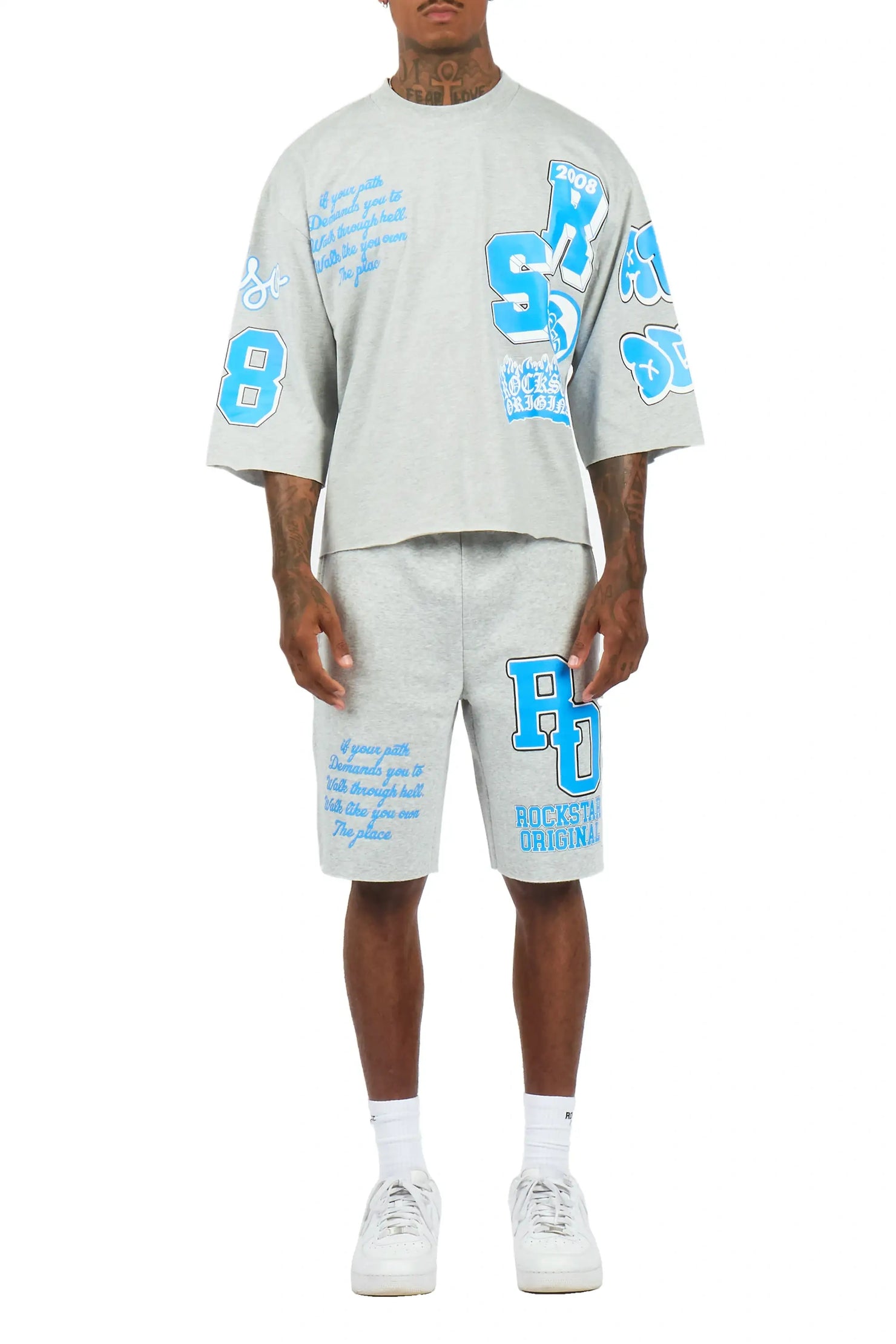 Leslaw Heather Grey T-Shirt/Short Set