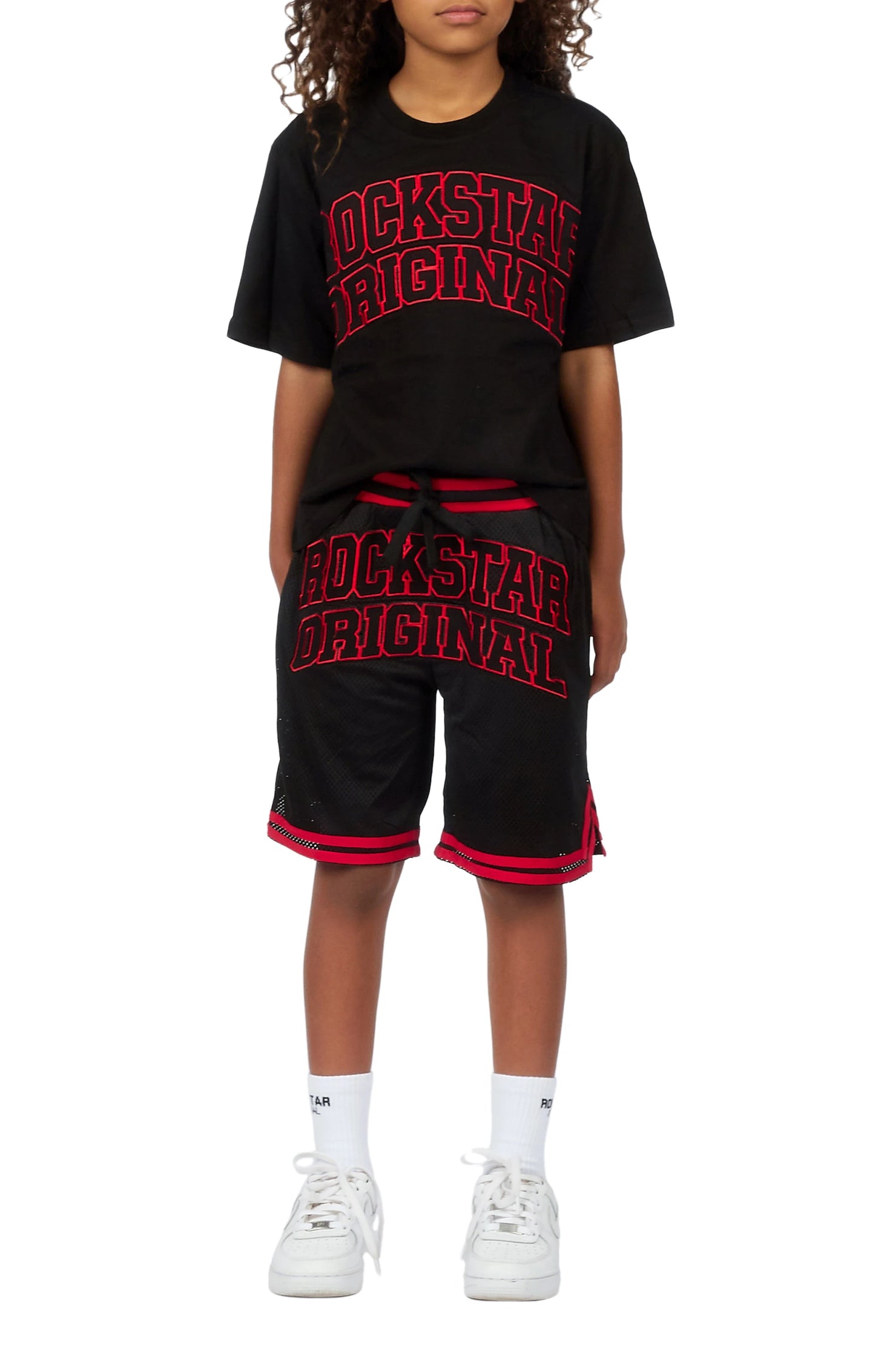 Girls Vanissa Black Fitted T-Shirt Short Set