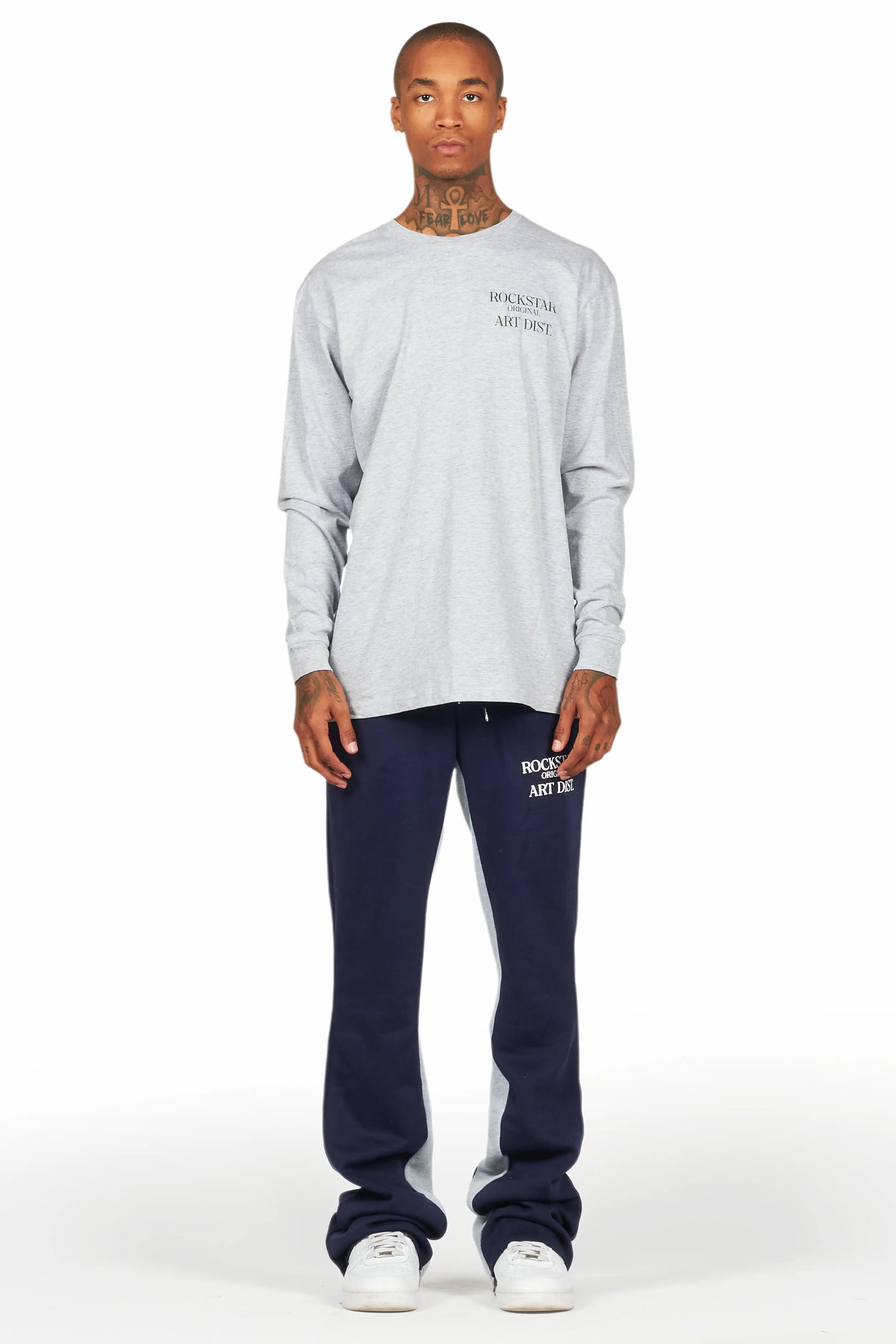 Briggs Heather Grey Long Sleeve T-Shirt/Baggy Pant Set