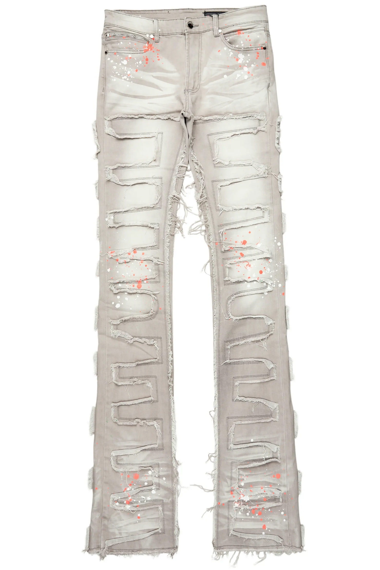 Macon Grey/Orange Painter Super Stacked Flare Jean