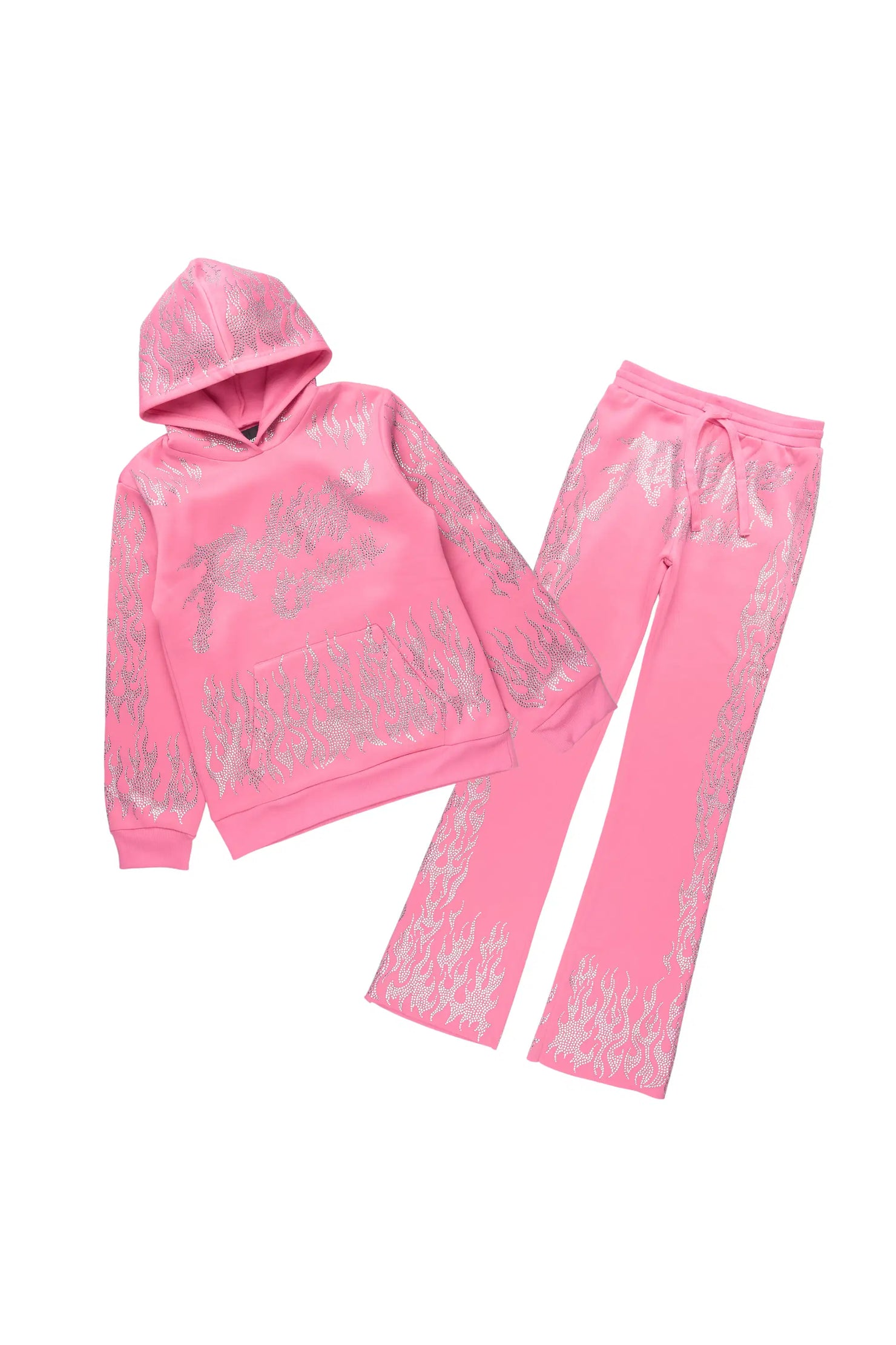 Girls Alaena 2.0 Pink Rhinestone Stacked Track Set