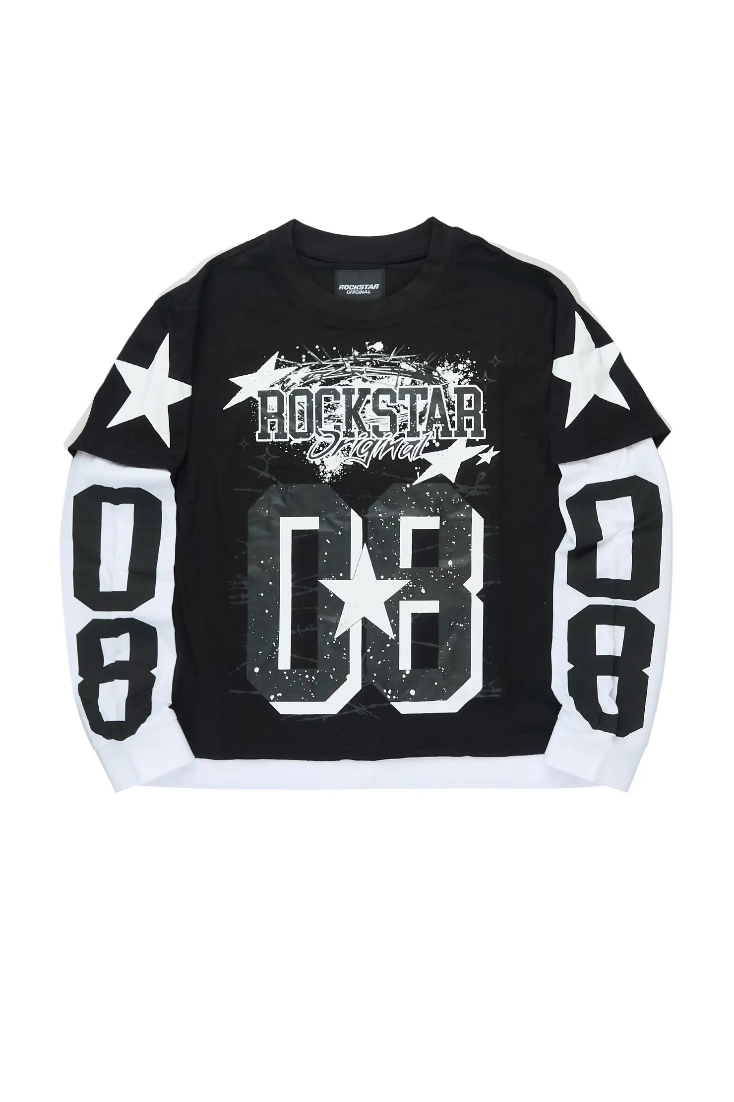 Boys Allstar Vintage Black/White Double Layer L/S Graphic T-Shirt